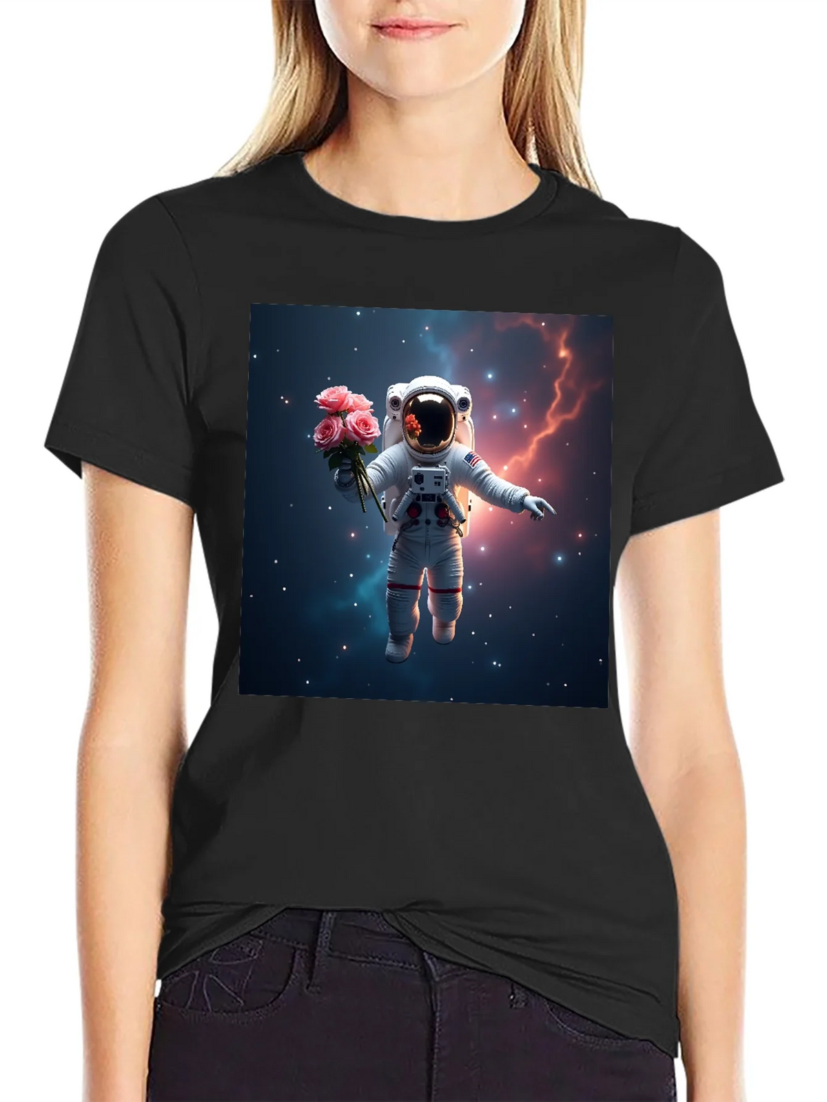 Astronaut in Space T-Shirt - Floral Cosmic Design product image 2