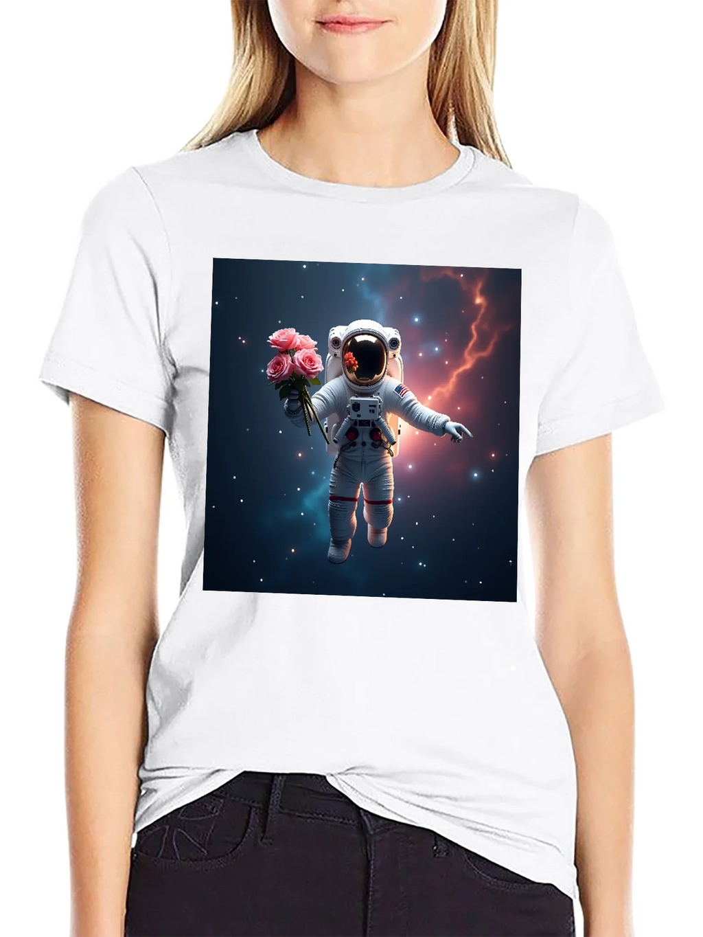 Astronaut in Space T-Shirt - Floral Cosmic Design product image 8