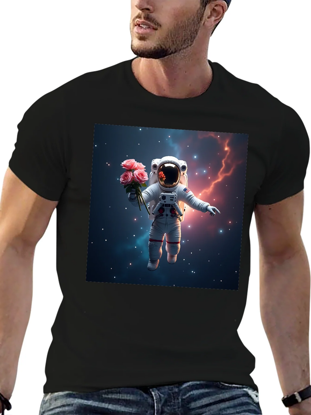 Astronaut in Space T-Shirt - Floral Cosmic Design product image 6