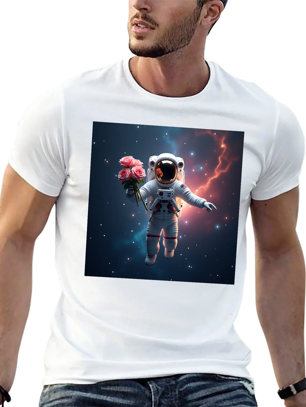 Astronaut in Space T-Shirt - Floral Cosmic Design product image 12