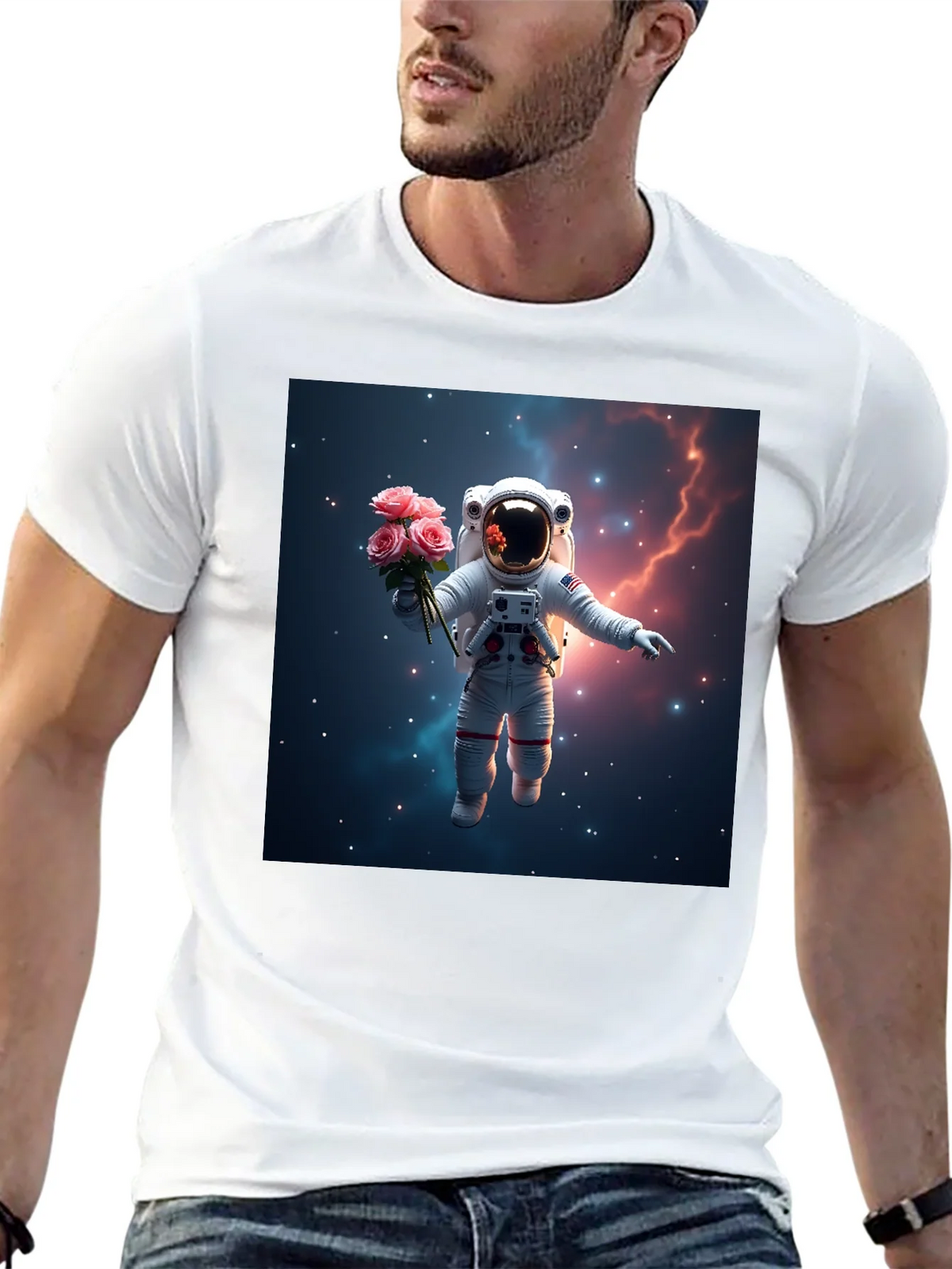 Astronaut in Space T-Shirt - Floral Cosmic Design product image 12