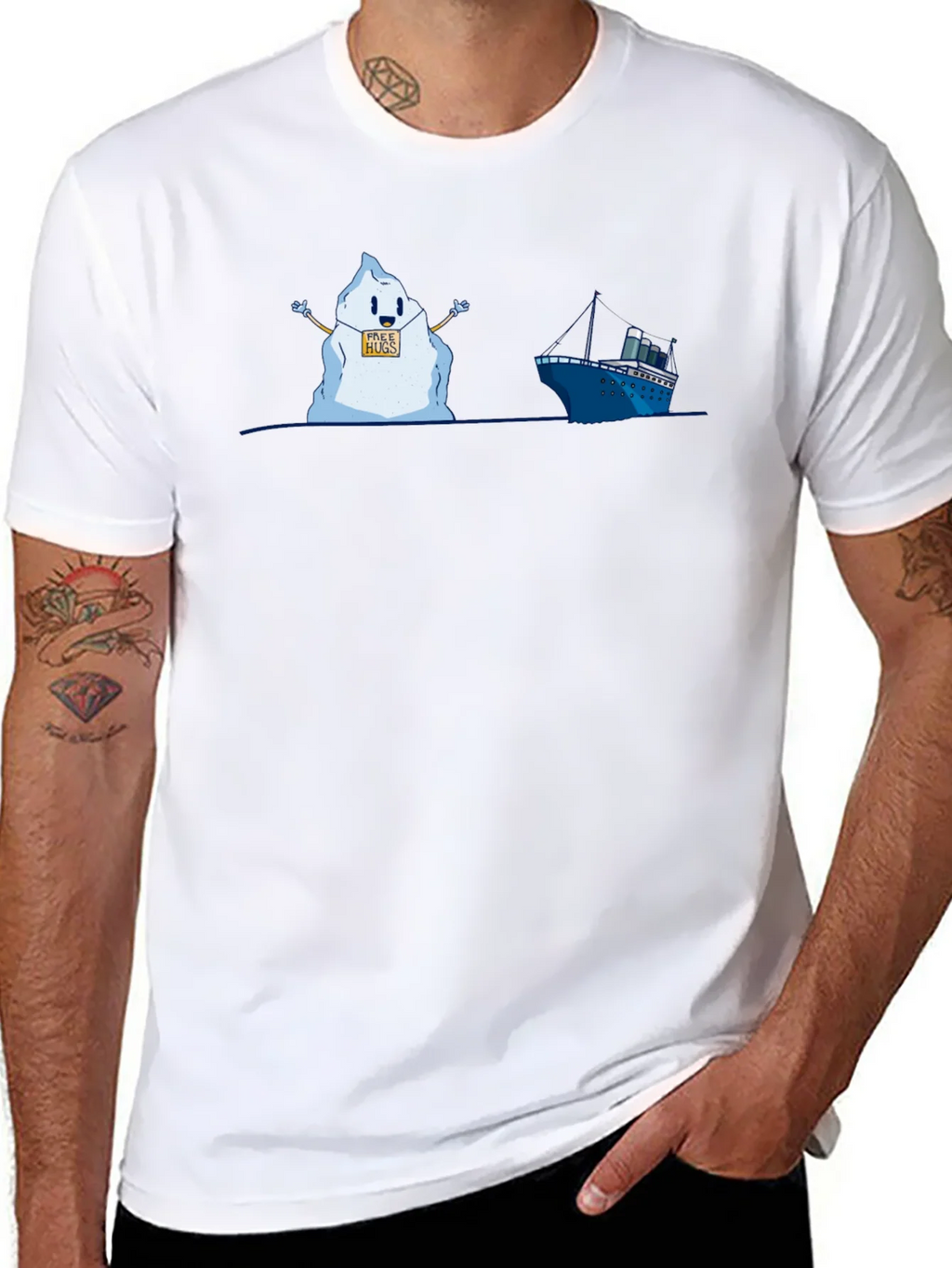 Titanic Iceberg Free Hugs Humor T-Shirt product image 7