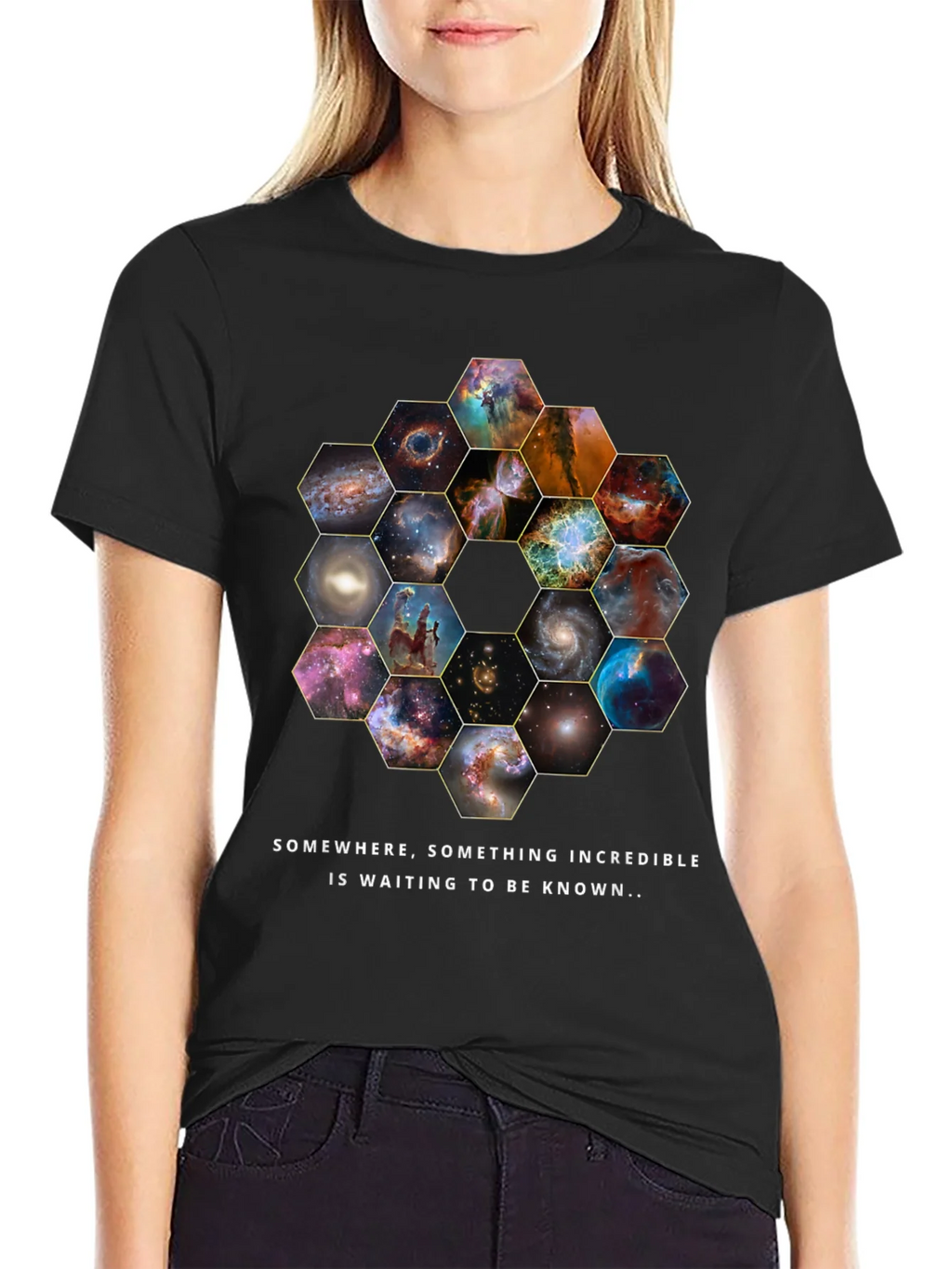 Cosmic Hexagon T-Shirt - Explore the Universe! product image 2