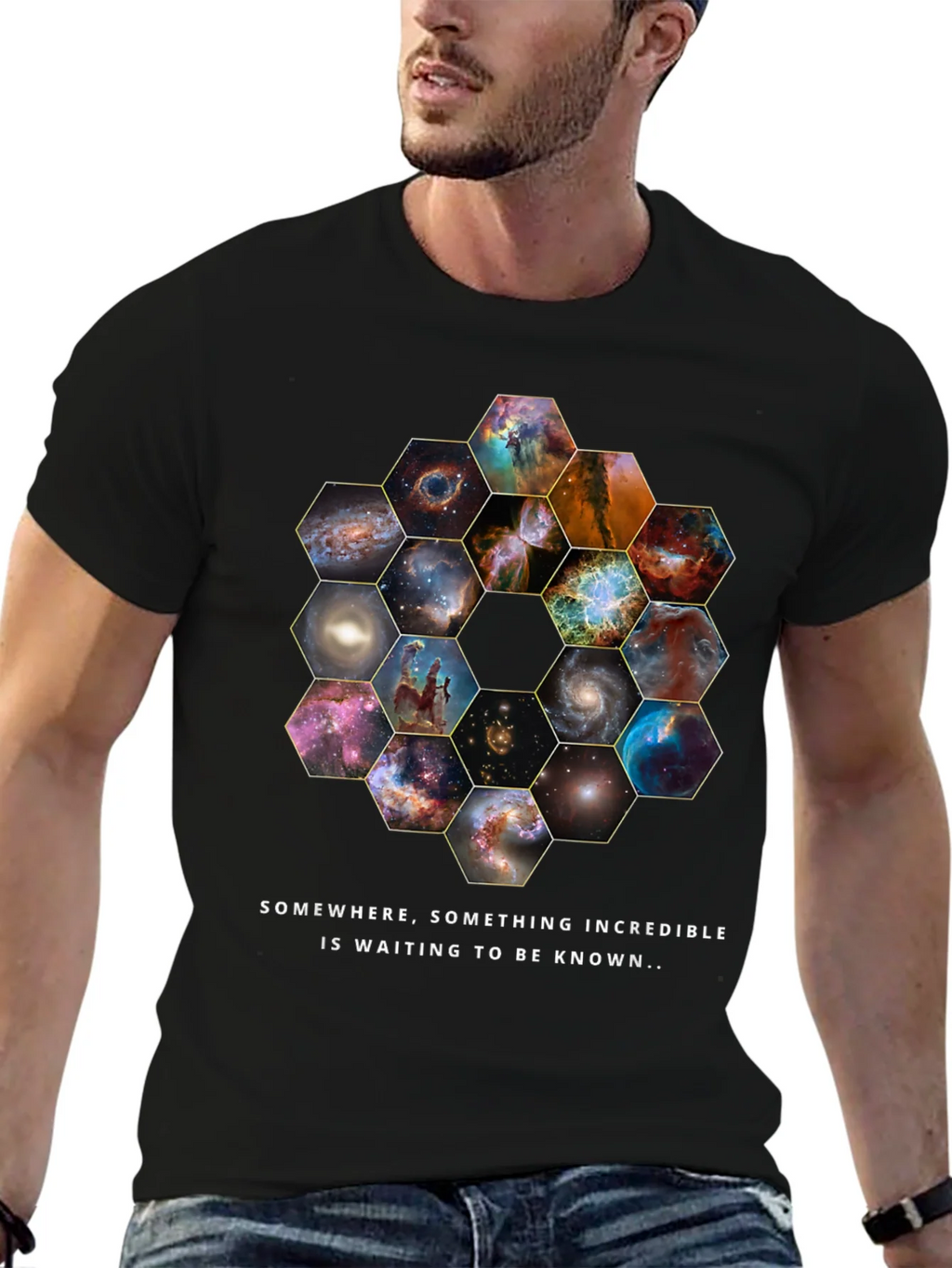 Cosmic Hexagon T-Shirt - Explore the Universe! product image 6