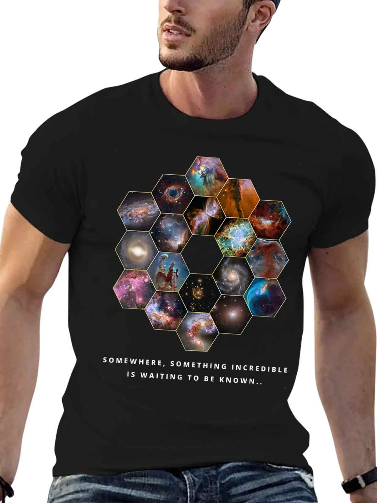 Cosmic Hexagon T-Shirt - Explore the Universe! product image 6