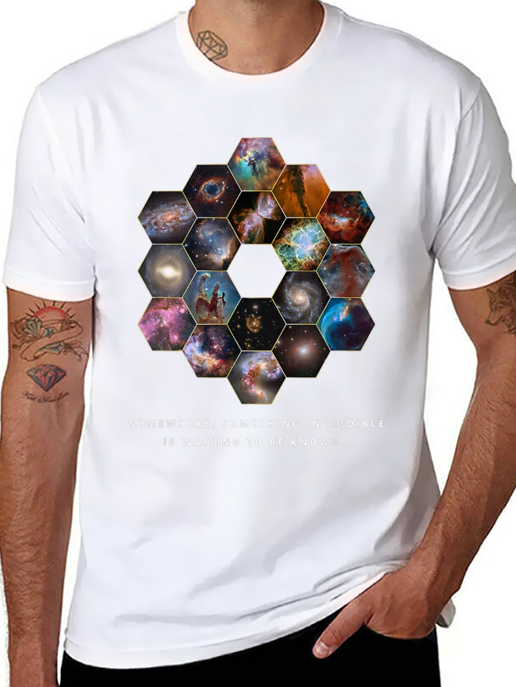 Cosmic Hexagon T-Shirt - Explore the Universe! product image 7