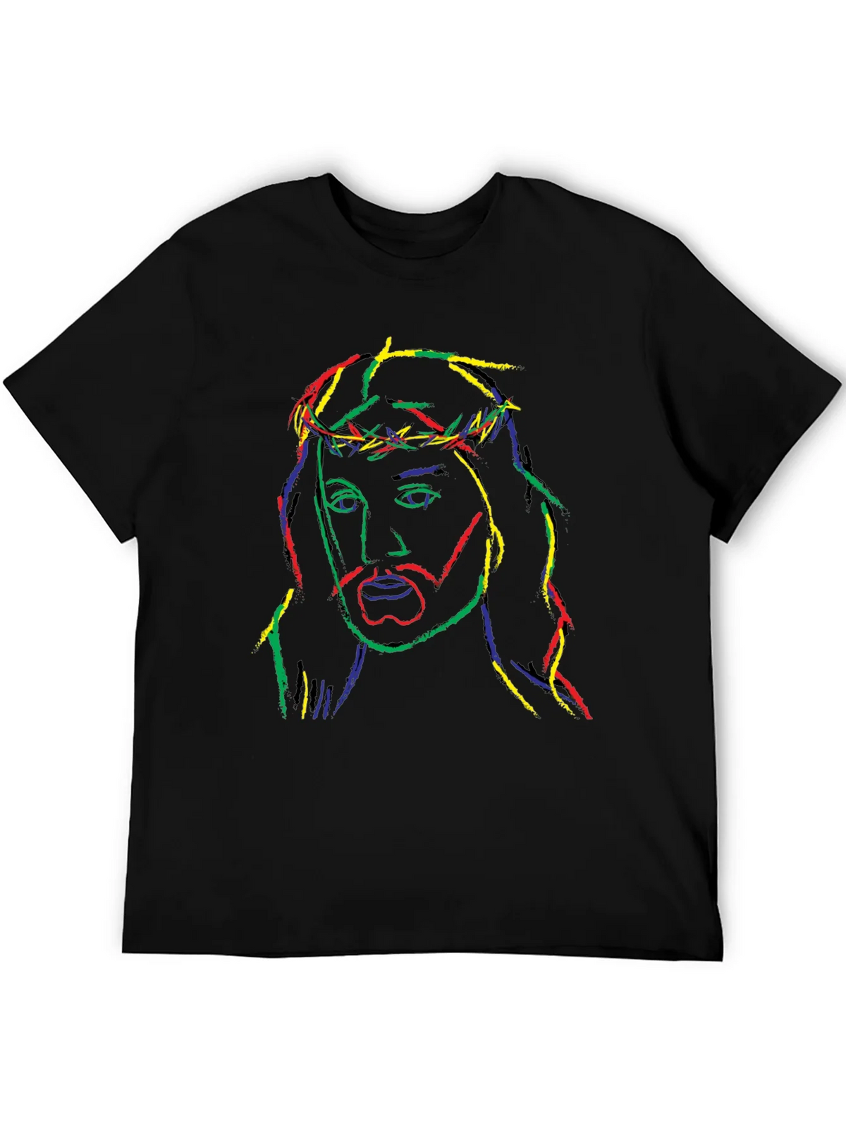 Neon Jesus Graphic Tee - Black Cotton Blend T-Shirt product image 4