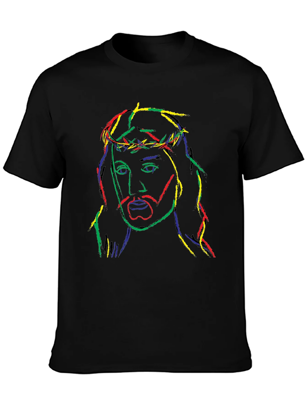 Neon Jesus Graphic Tee - Black Cotton Blend T-Shirt product image 3