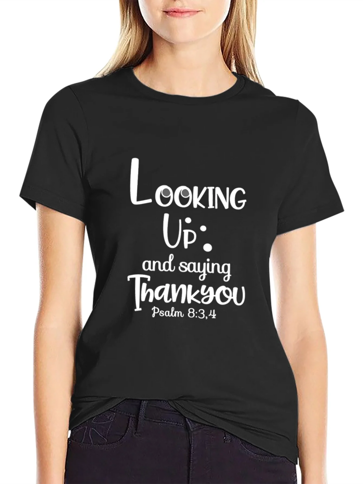 Looking Up Thank You Black T-Shirt product image 2