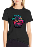 Vaporwave Bonsai Tree Graphic Black T-Shirt product image 1