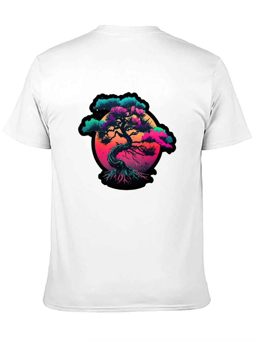 Vaporwave Bonsai Tree Graphic Black T-Shirt product image 9