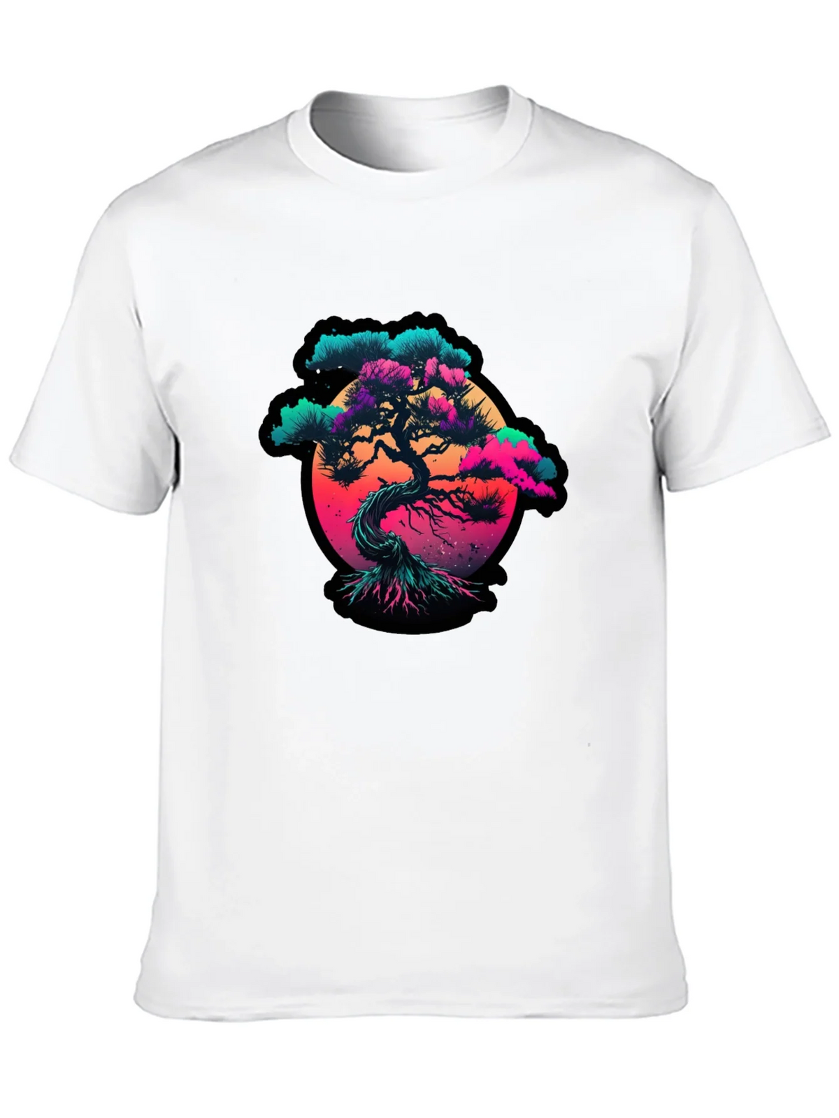Vaporwave Bonsai Tree Graphic Black T-Shirt product image 8