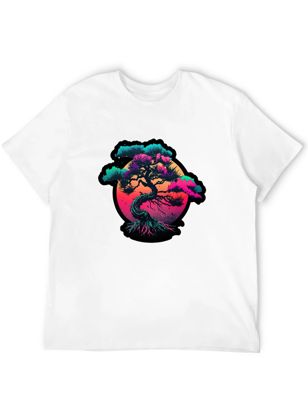 Vaporwave Bonsai Tree Graphic Black T-Shirt product image 10