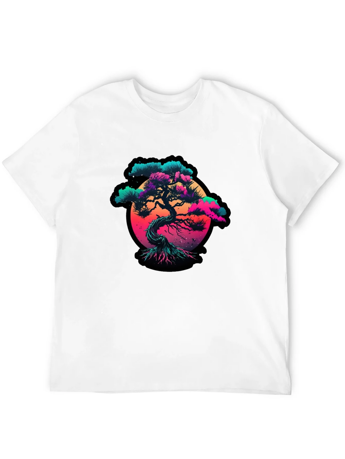 Vaporwave Bonsai Tree Graphic Black T-Shirt product image 10