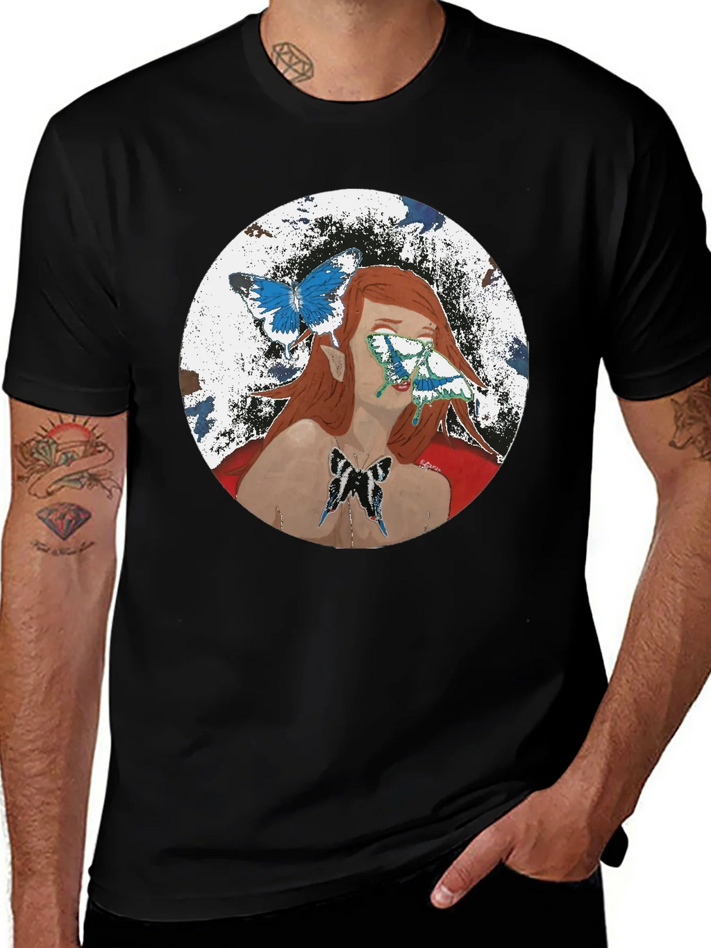 Butterfly Woman Graphic T-Shirt - Black product image 1