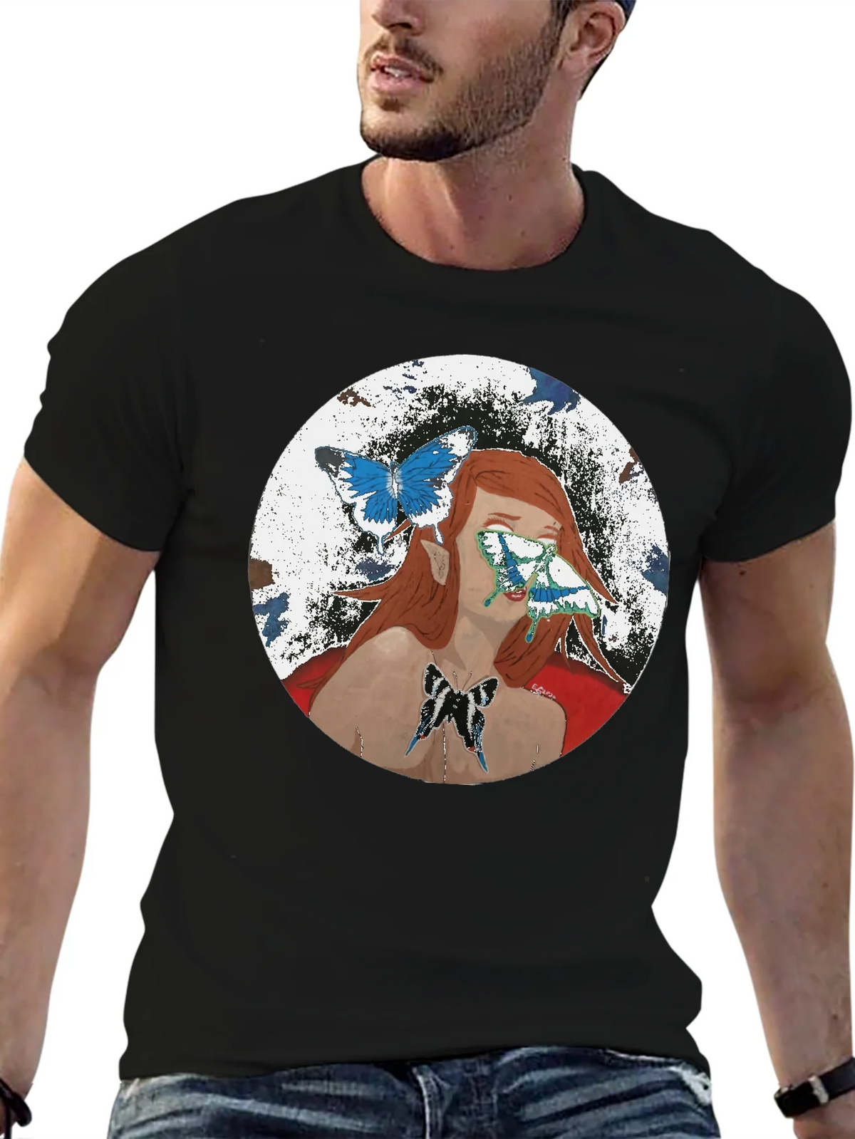 Butterfly Woman Graphic T-Shirt - Black product image 6