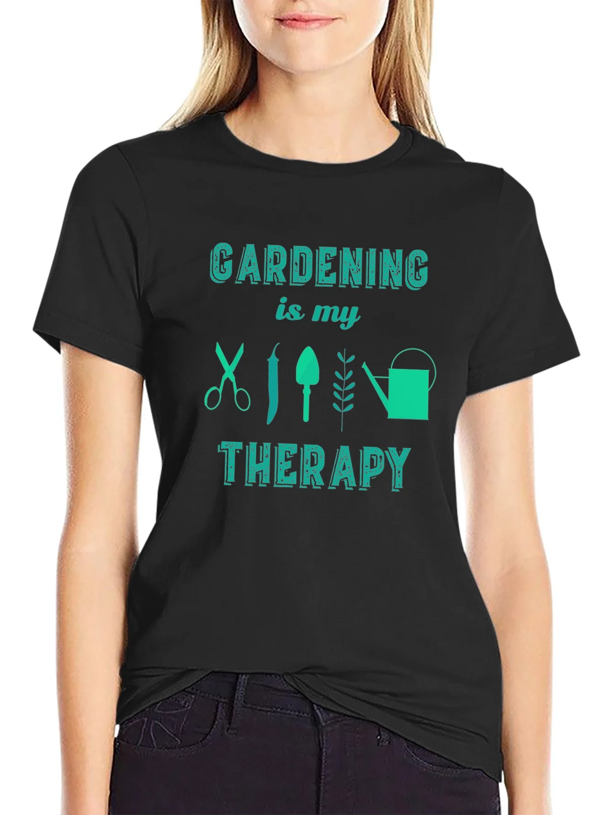 Gardening is My Therapy Black Graphic Tee product image 2