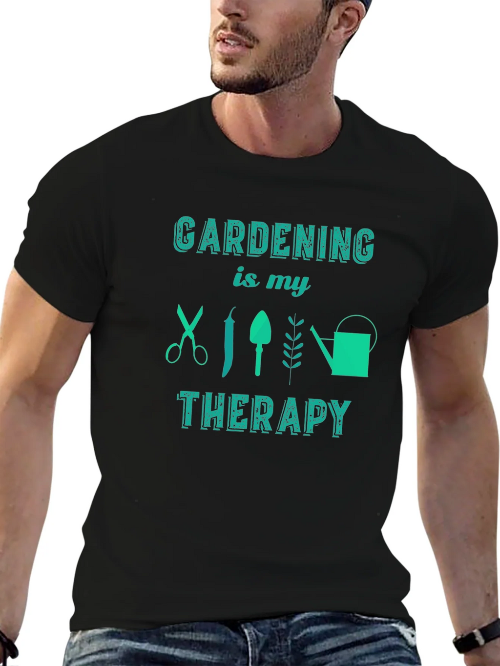 Gardening is My Therapy Black Graphic Tee product image 5