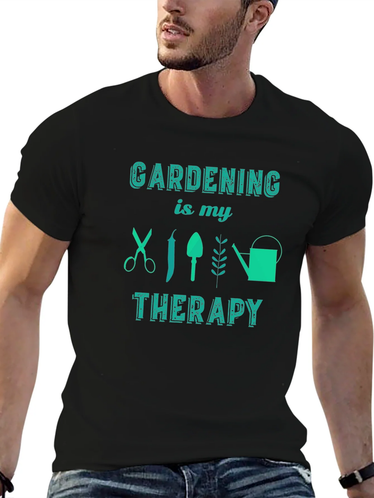 Gardening is My Therapy Black Graphic Tee product image 5