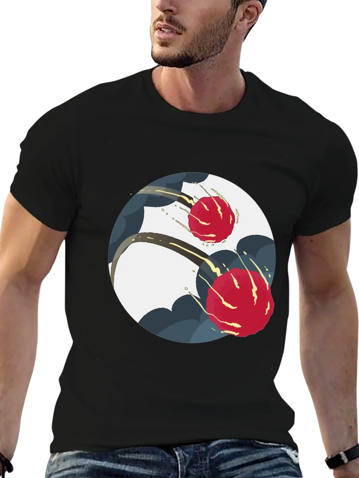 Modern Yin Yang Graphic Tee - Black product image 3