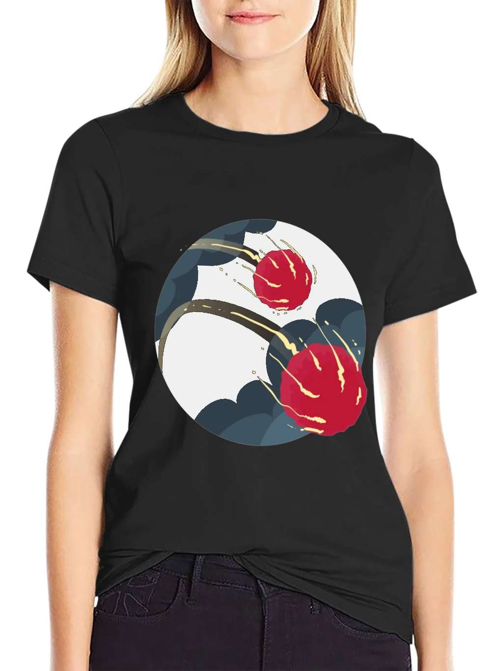 Modern Yin Yang Graphic Tee - Black product image 1