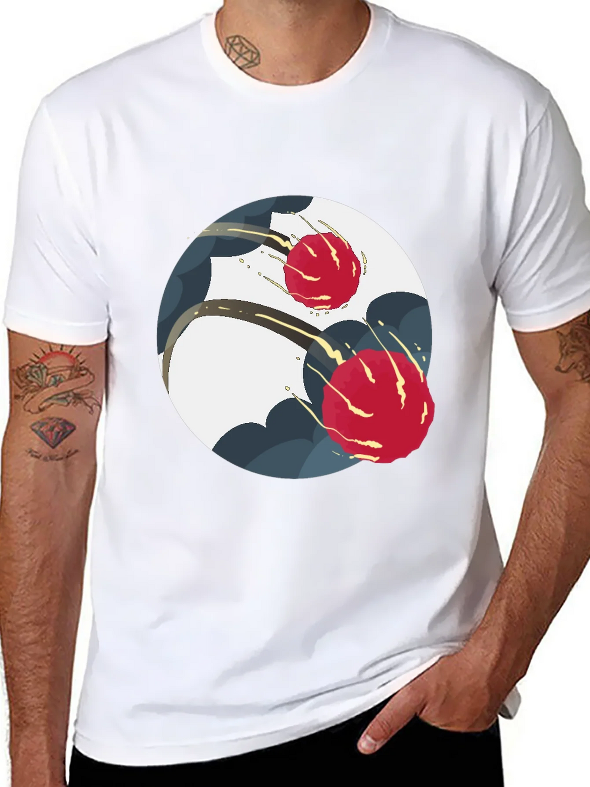 Modern Yin Yang Graphic Tee - Black product image 4