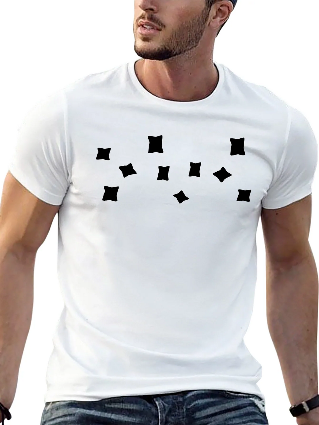 Mens Black Graphic Tee - Abstract Square Pattern product image 7