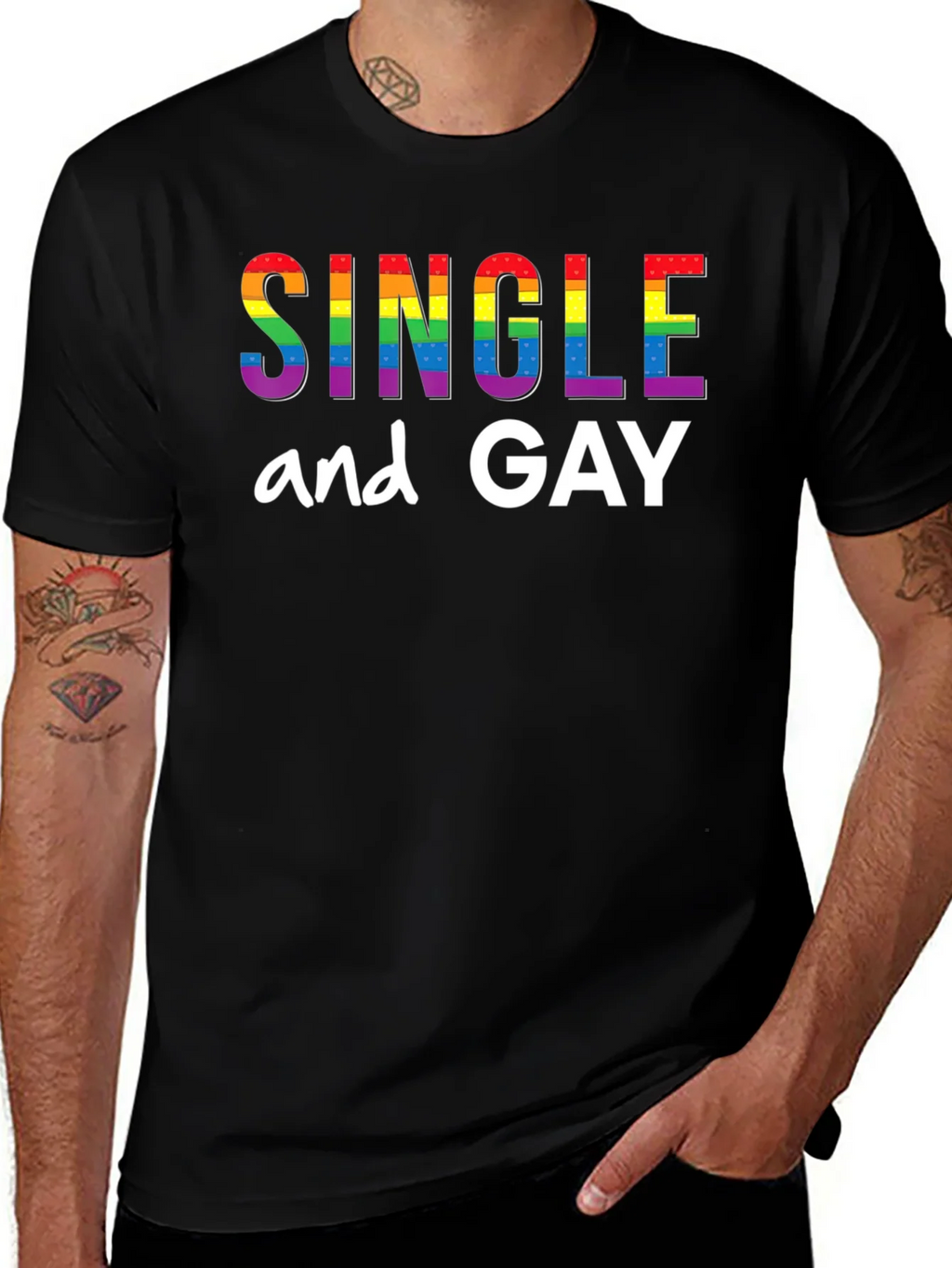 Single and Gay Pride Rainbow T-Shirt product image 1