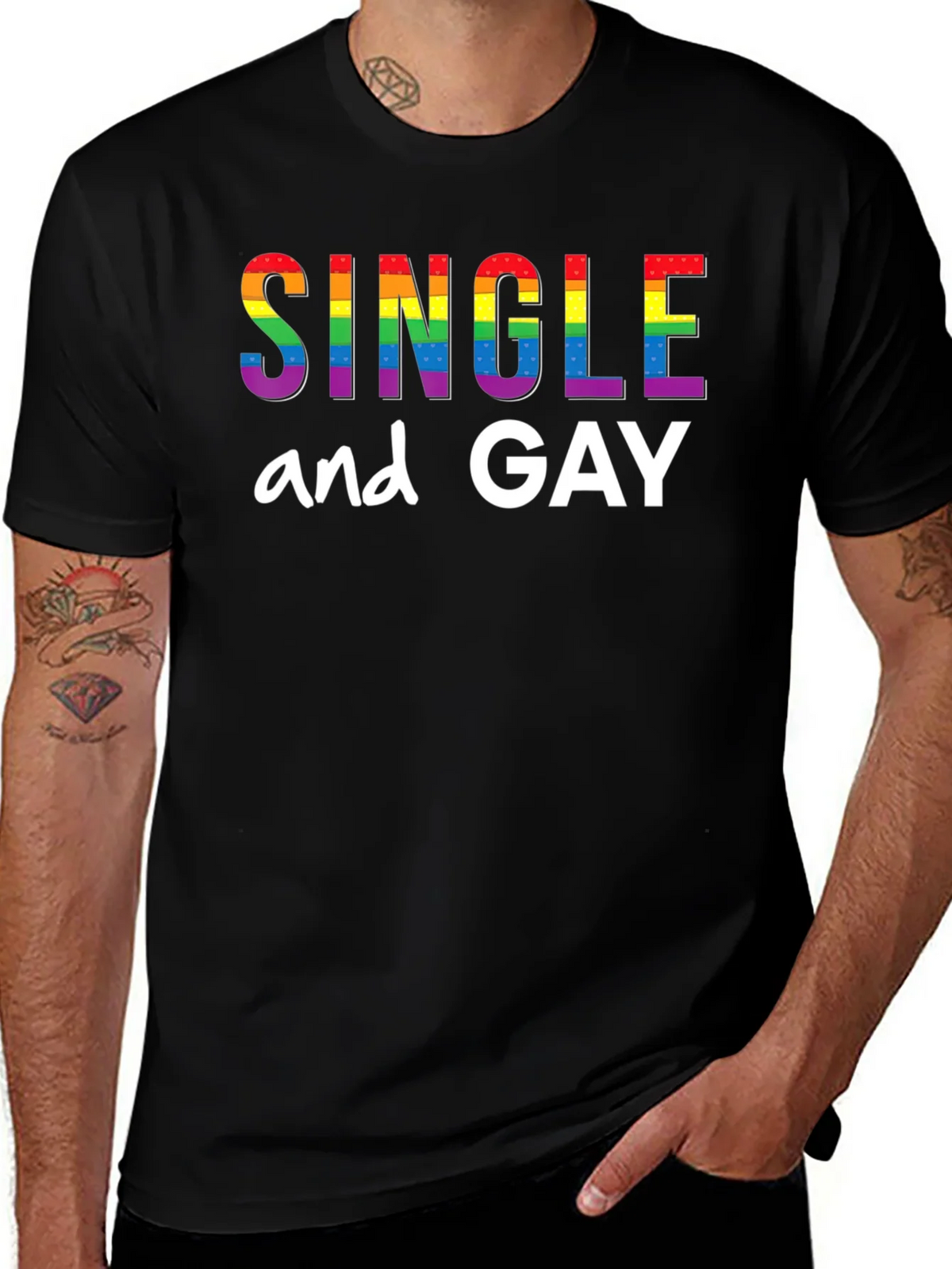 Single and Gay Pride Rainbow T-Shirt product image 1