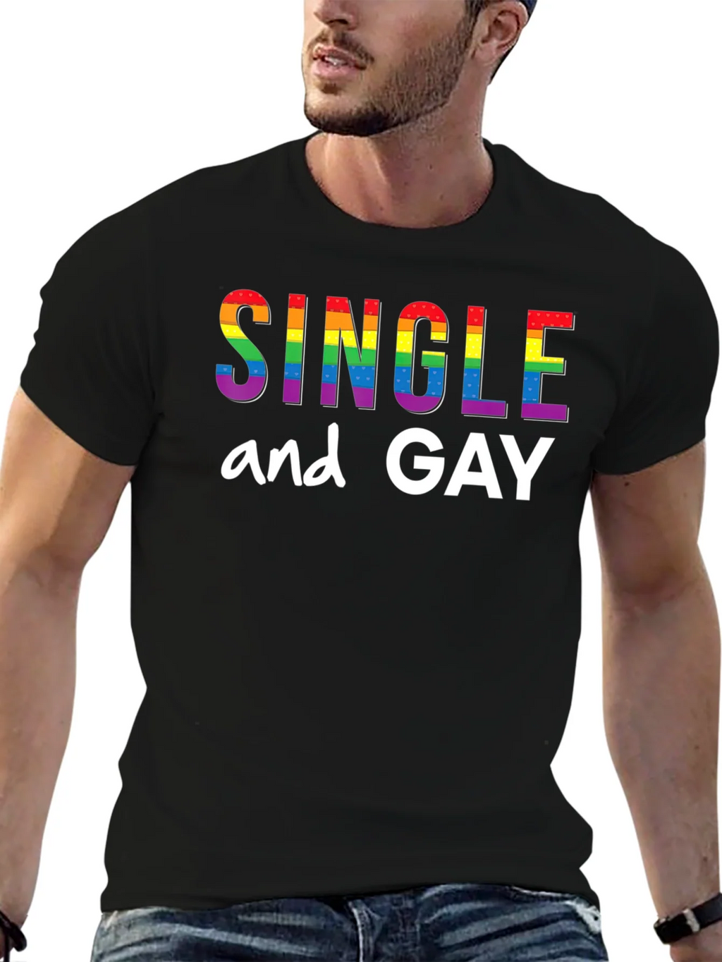 Single and Gay Pride Rainbow T-Shirt product image 6