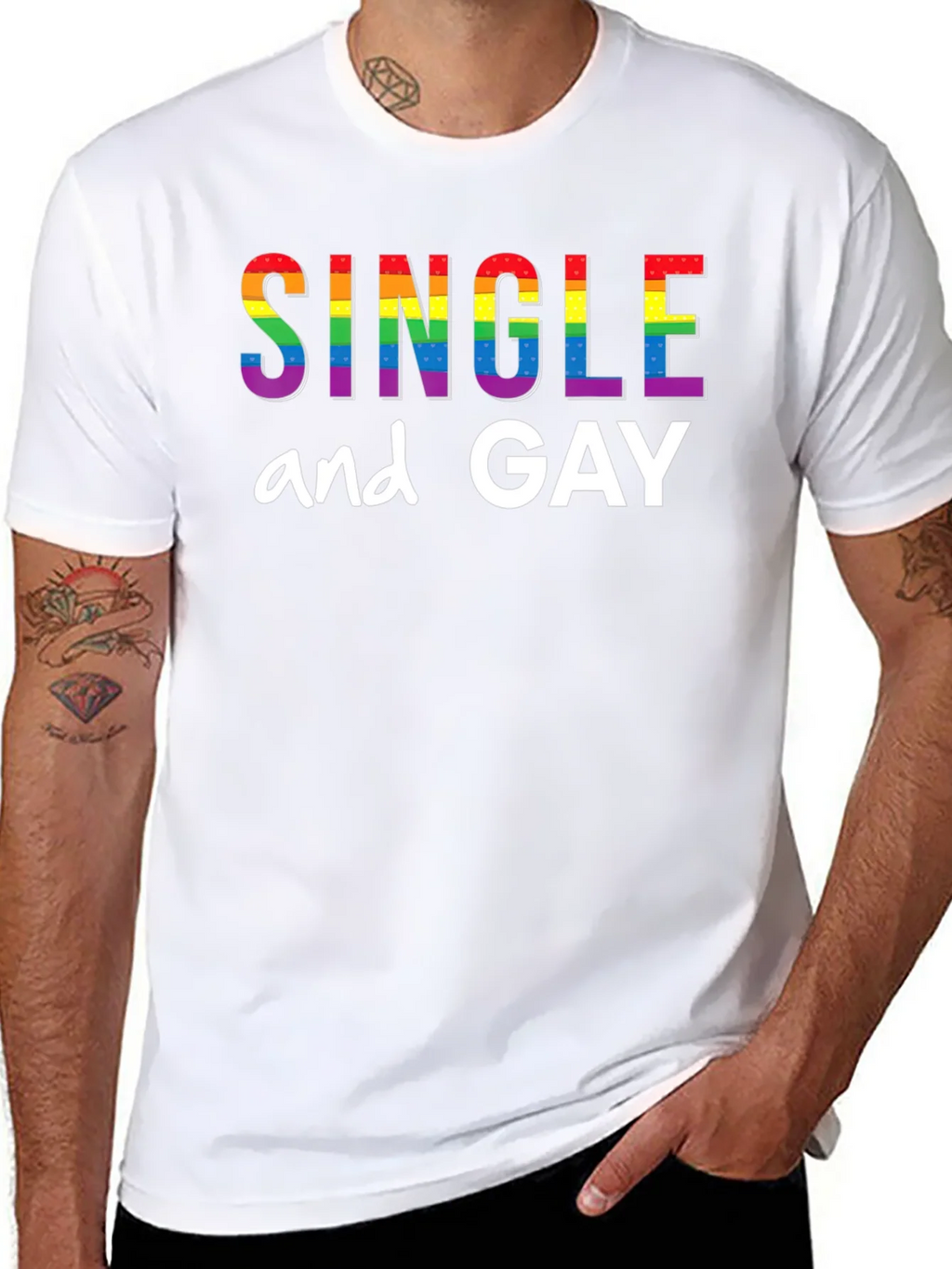 Single and Gay Pride Rainbow T-Shirt product image 7