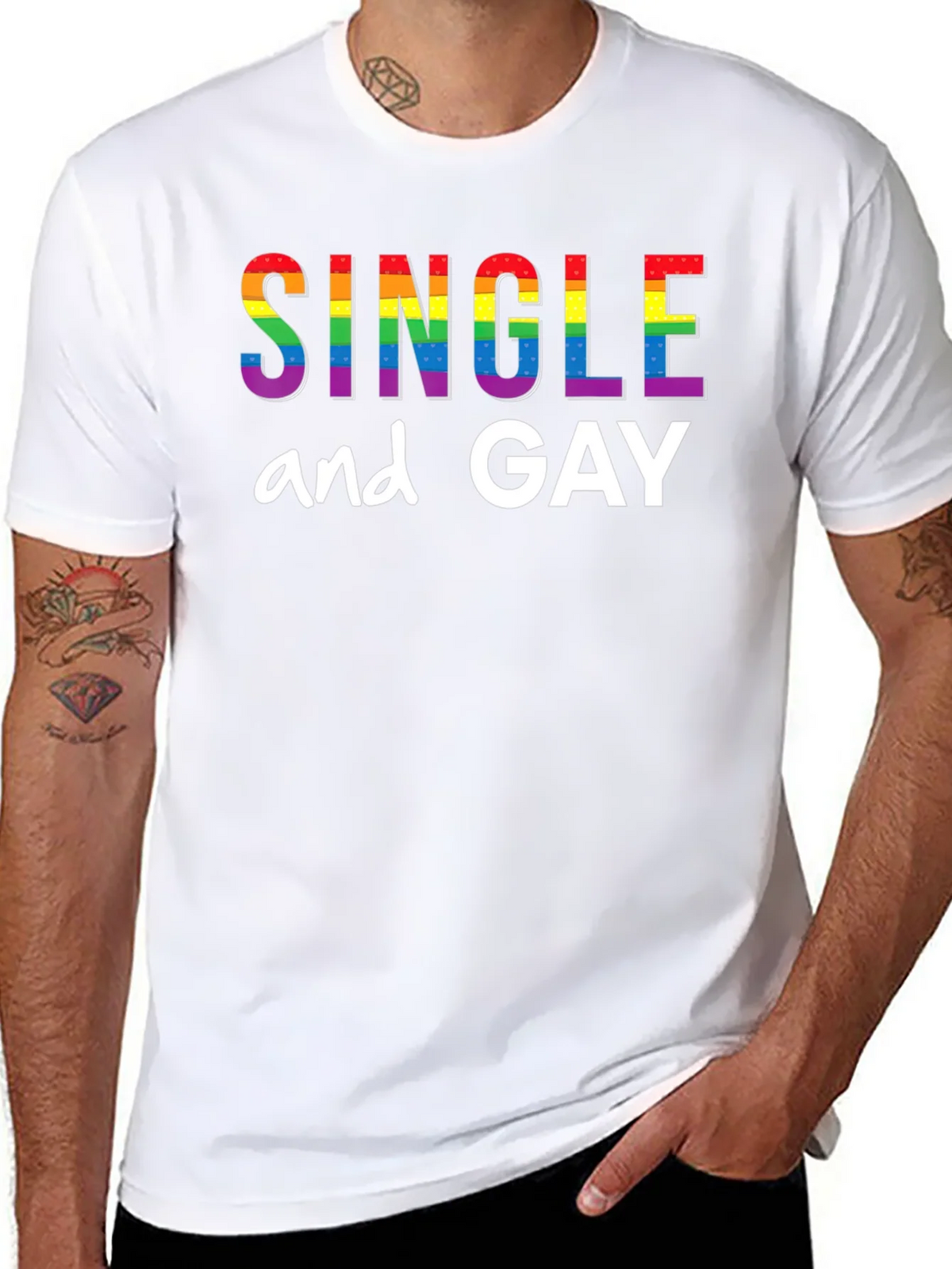 Single and Gay Pride Rainbow T-Shirt product image 7