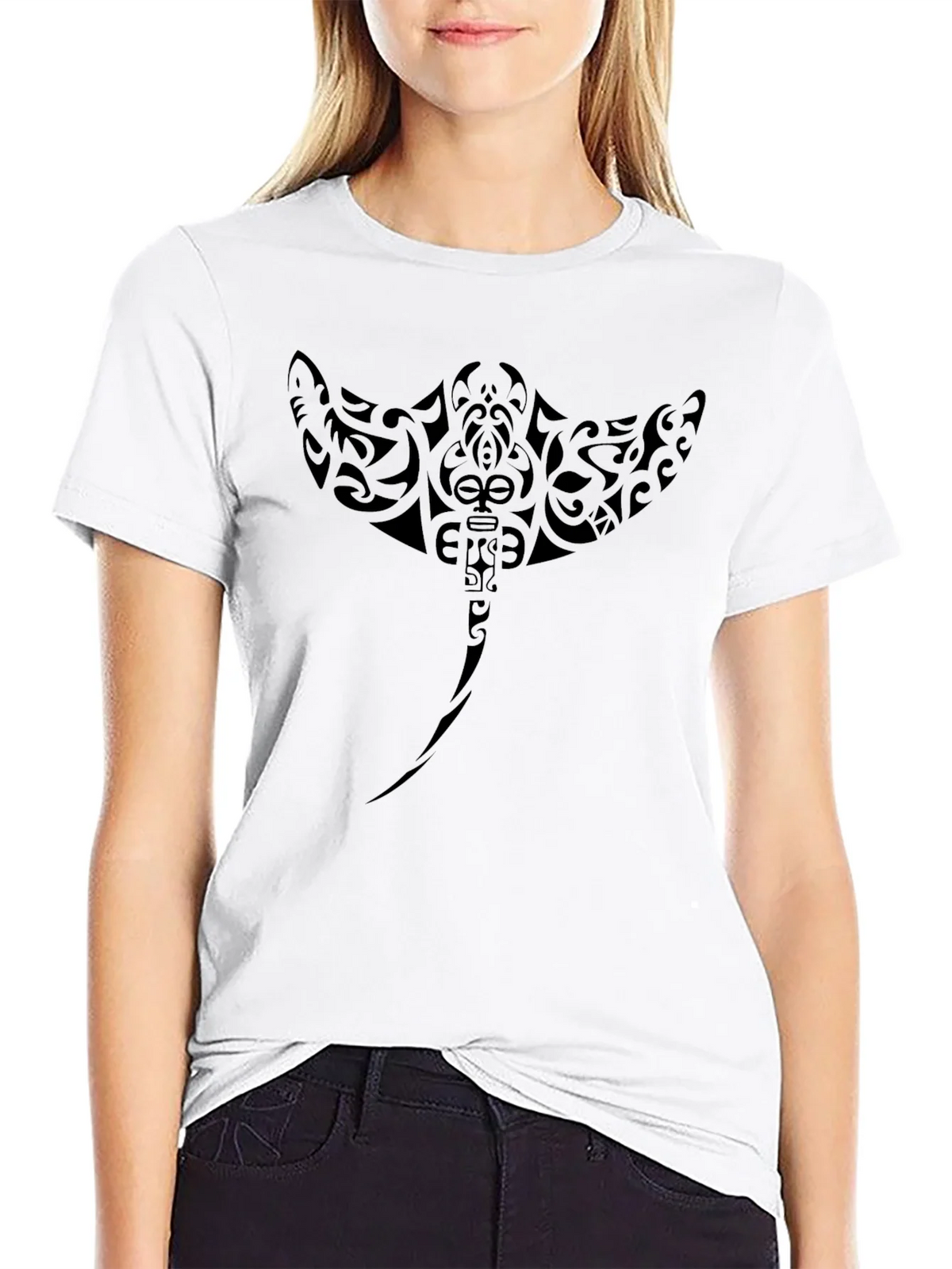 Tribal Stingray Graphic Tee - Black product image 8