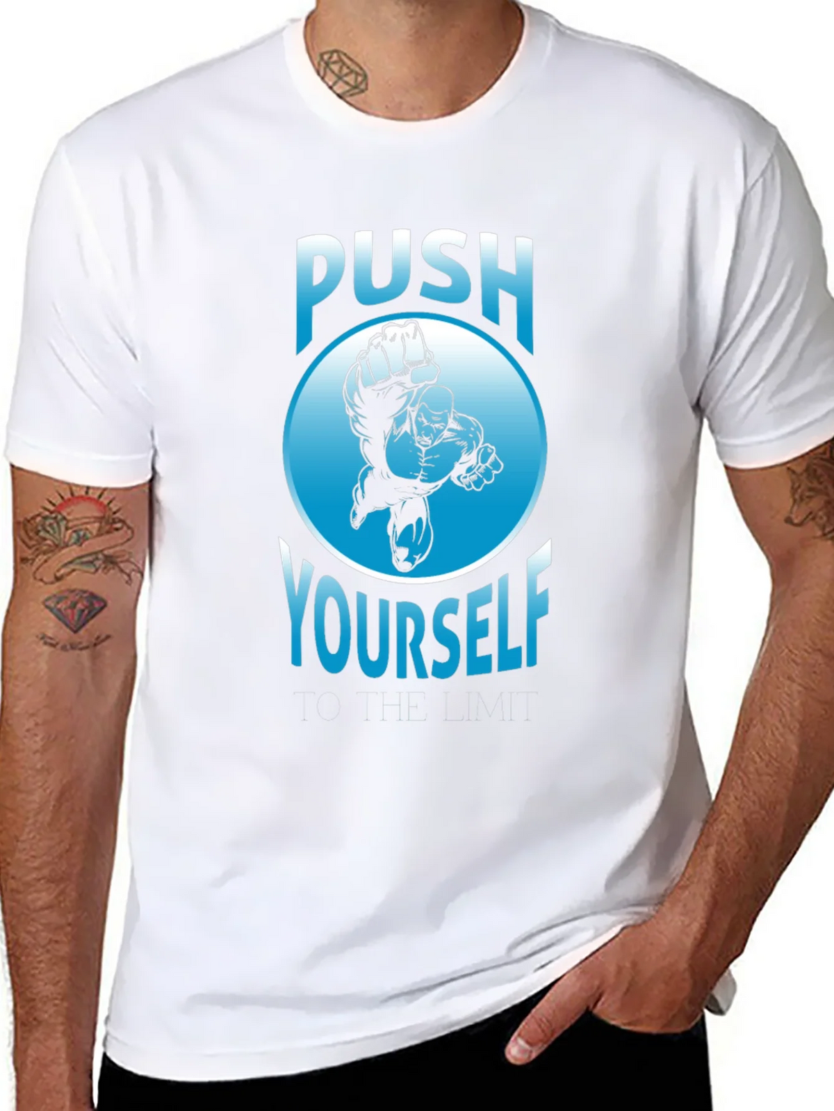 Push Yourself Graphic T-Shirt - Black Crew Neck Tee product image 7