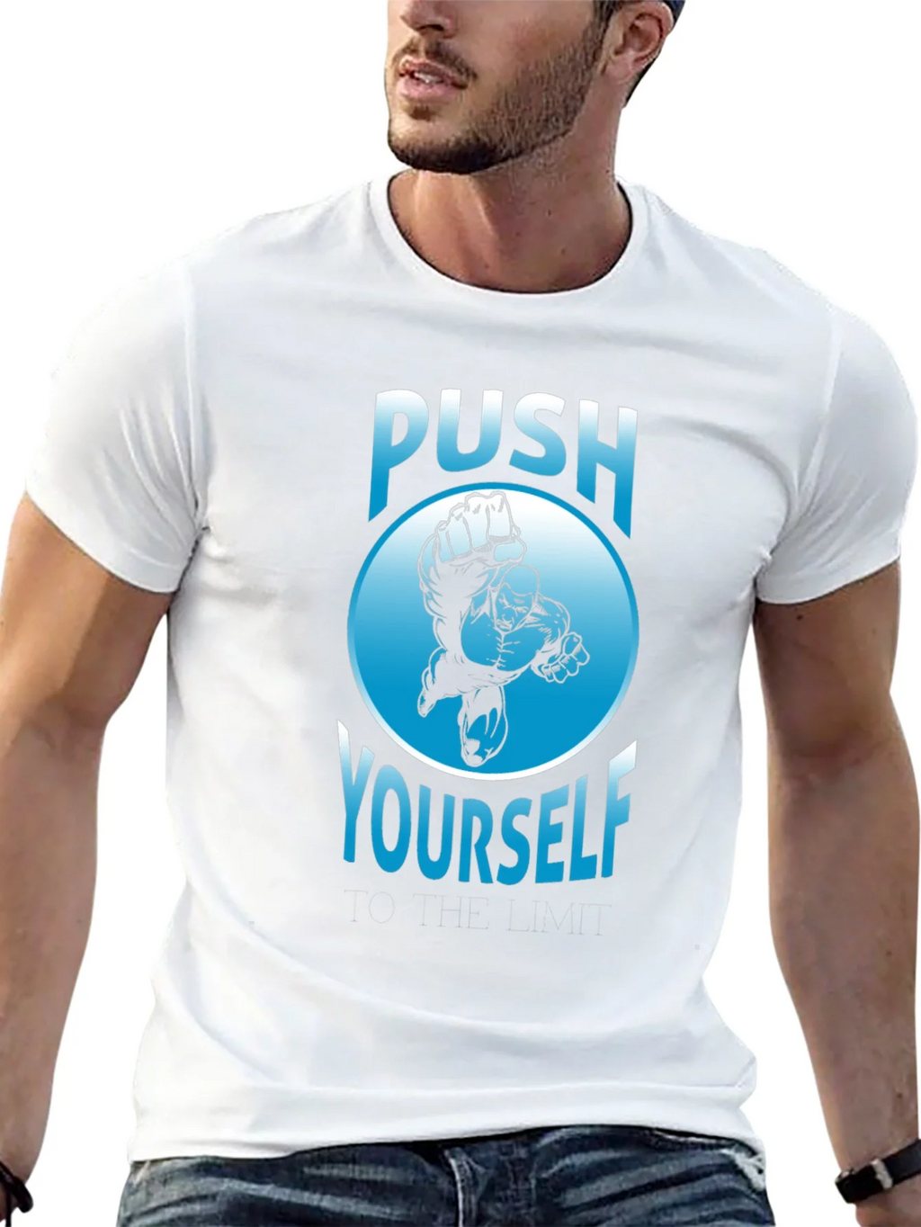 Push Yourself Graphic T-Shirt - Black Crew Neck Tee product image 12