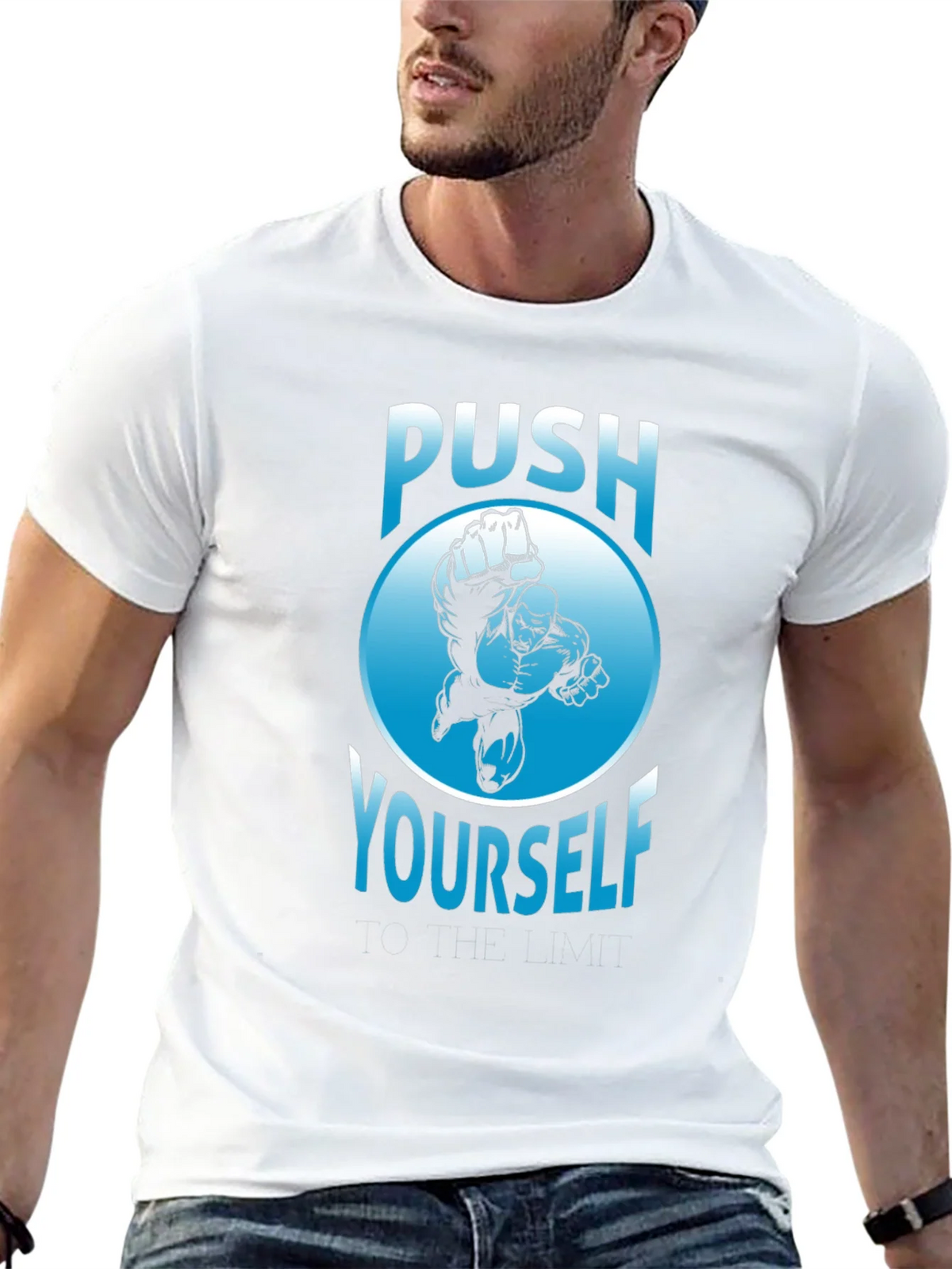 Push Yourself Graphic T-Shirt - Black Crew Neck Tee product image 12