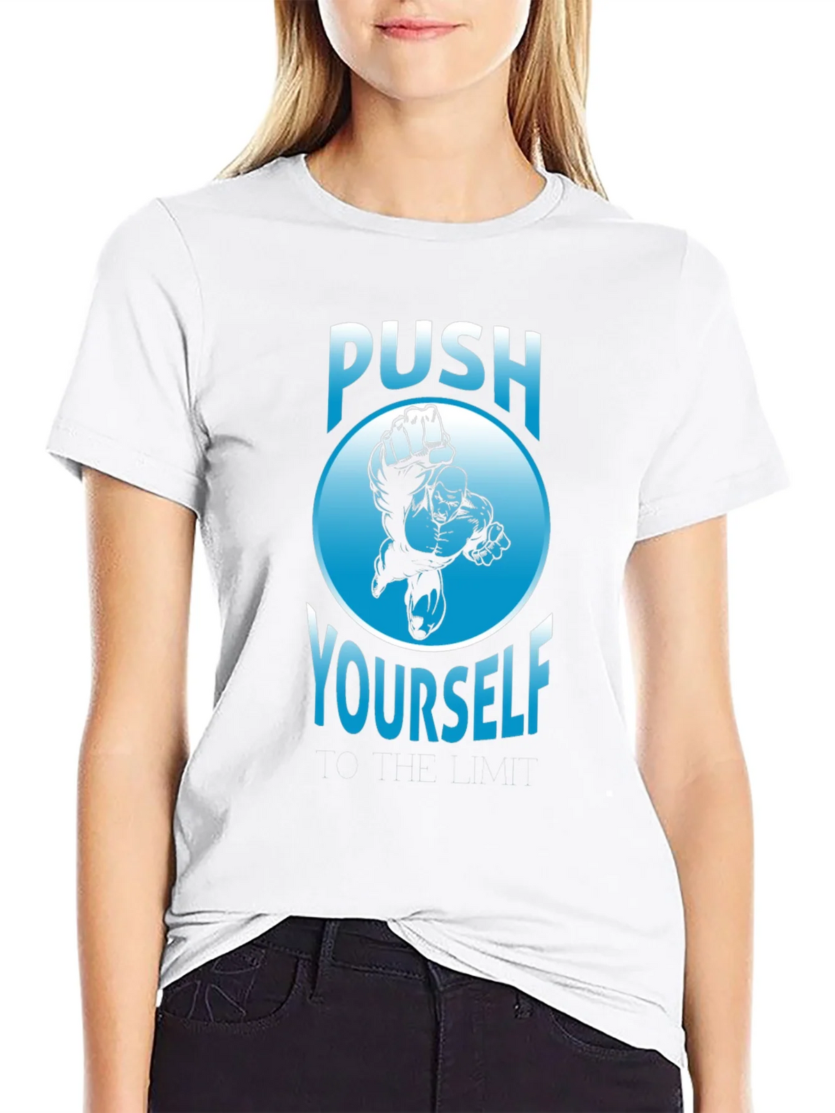 Push Yourself Graphic T-Shirt - Black Crew Neck Tee product image 8