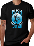 Push Yourself Graphic T-Shirt - Black Crew Neck Tee product image 1
