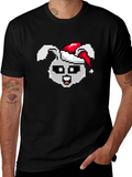 Pixel Rabbit Christmas T-Shirt - Festive 8-bit Style