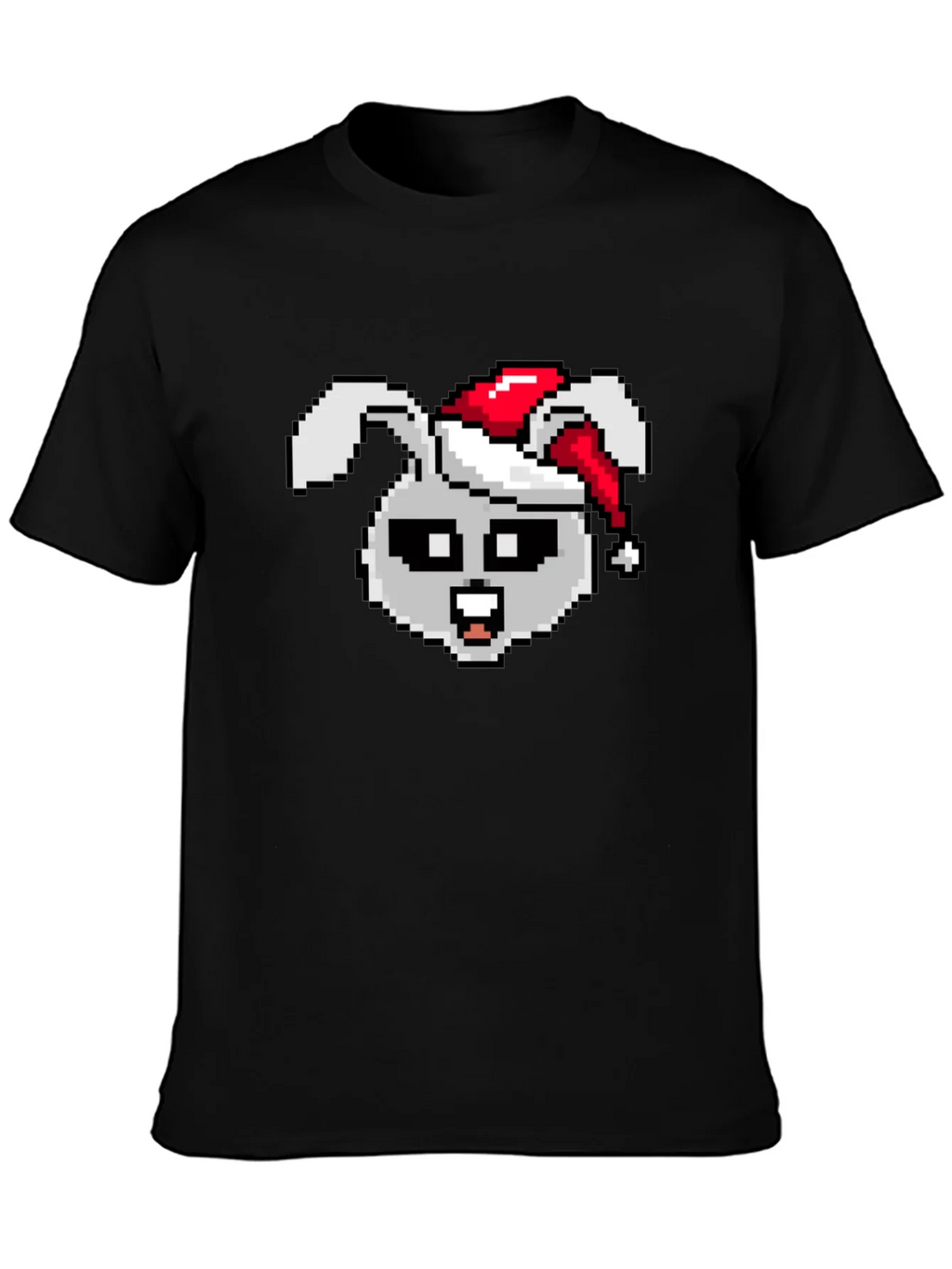 Pixel Rabbit Christmas T-Shirt - Festive 8-bit Style