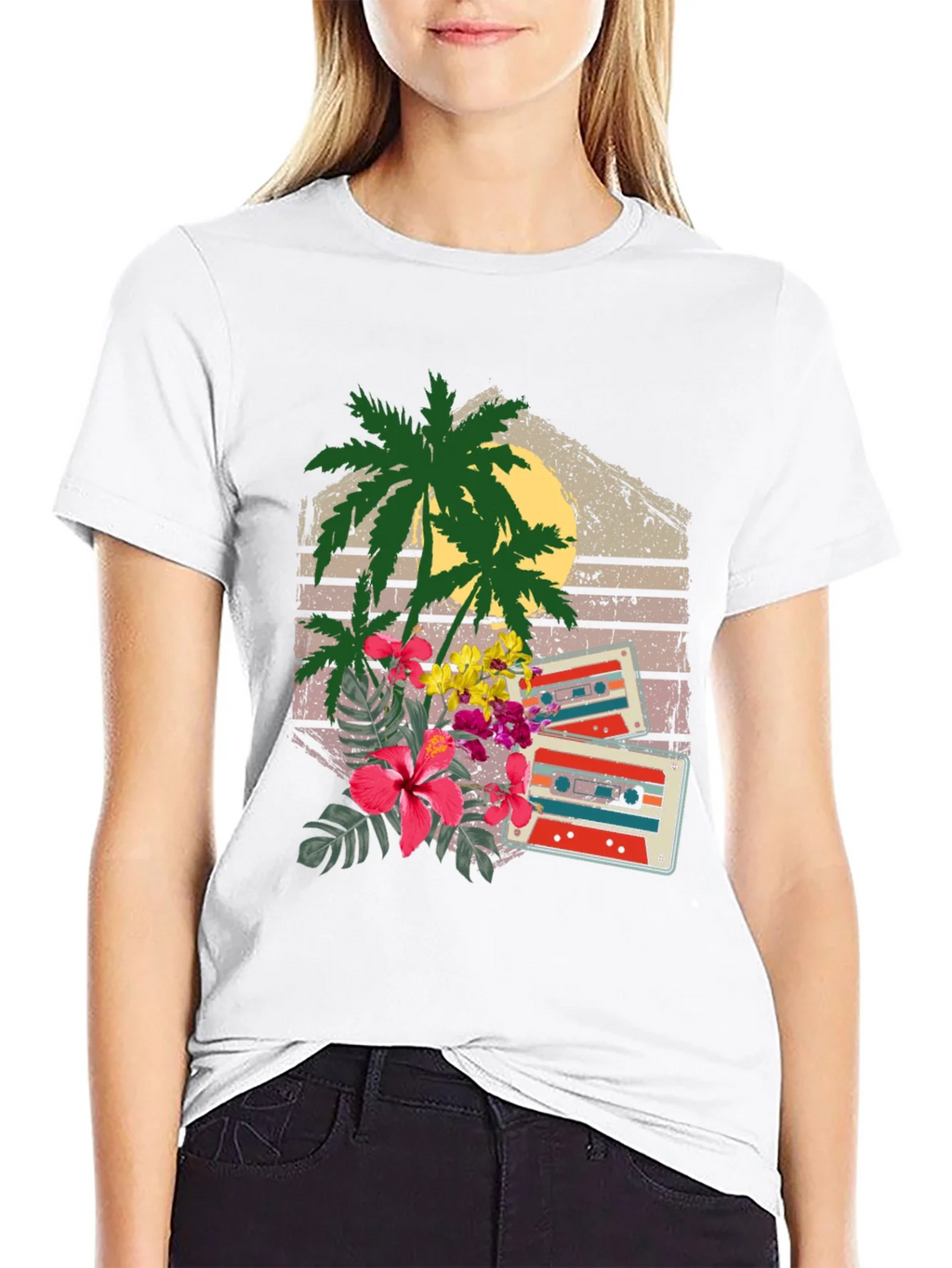 Retro Cassette & Palm Tree Graphic Tee product image 8