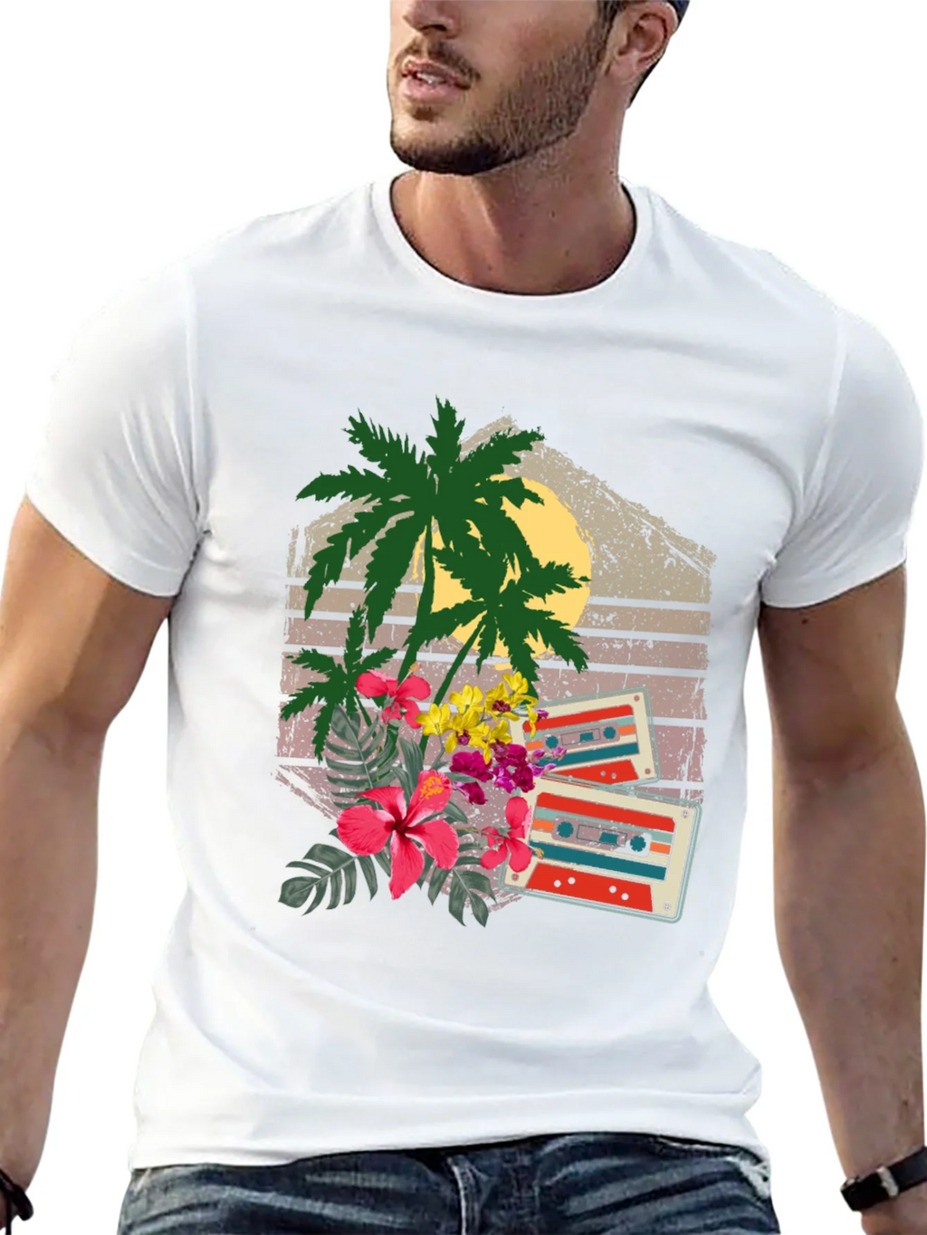 Retro Cassette & Palm Tree Graphic Tee product image 12