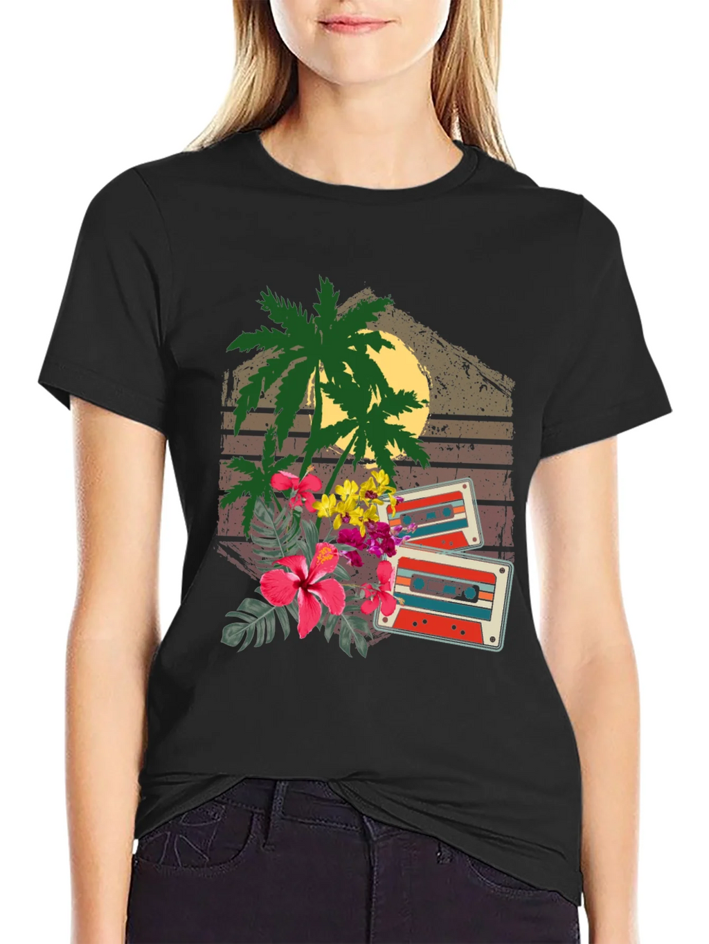 Retro Cassette & Palm Tree Graphic Tee product image 2