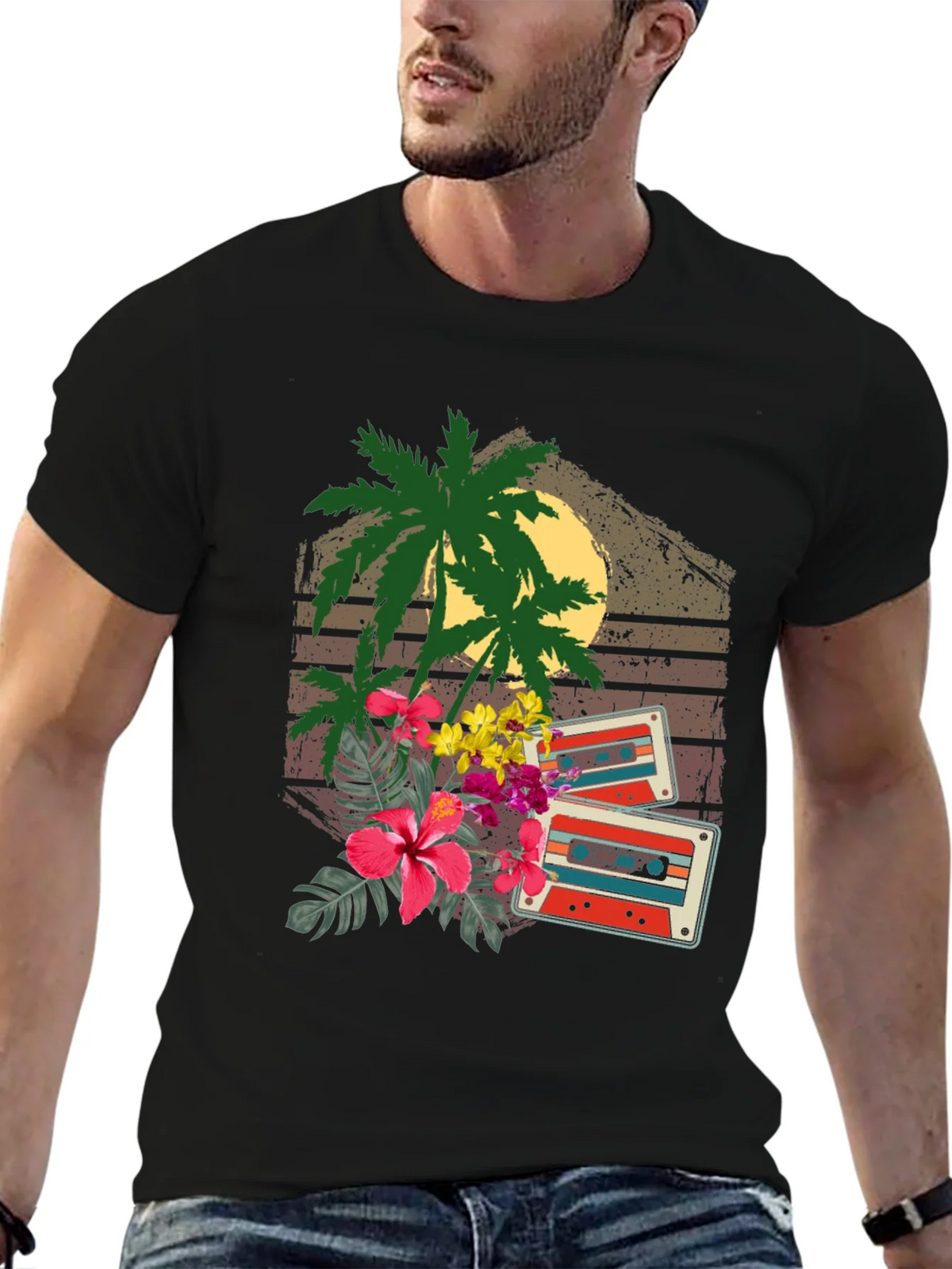Retro Cassette & Palm Tree Graphic Tee product image 6