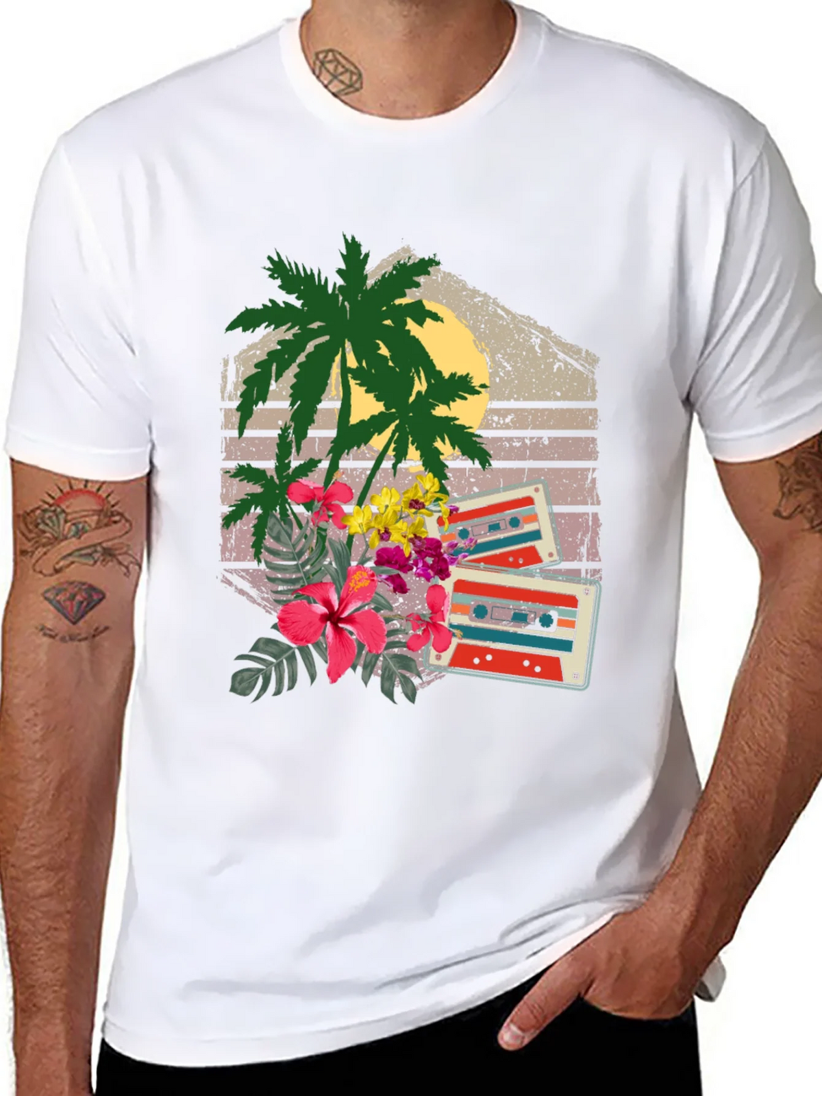 Retro Cassette & Palm Tree Graphic Tee product image 7