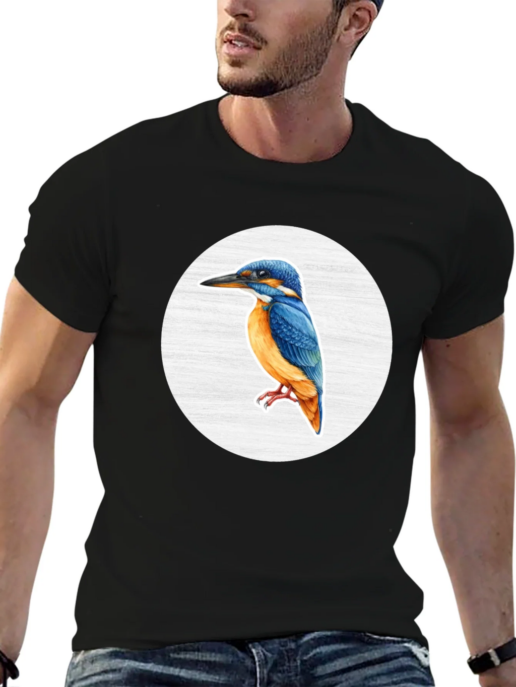 Kingfisher Bird Graphic Tee - Unisex Black T-Shirt product image 5