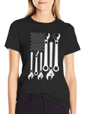 Mechanic Wrench American Flag Graphic Tee - Black product image 1