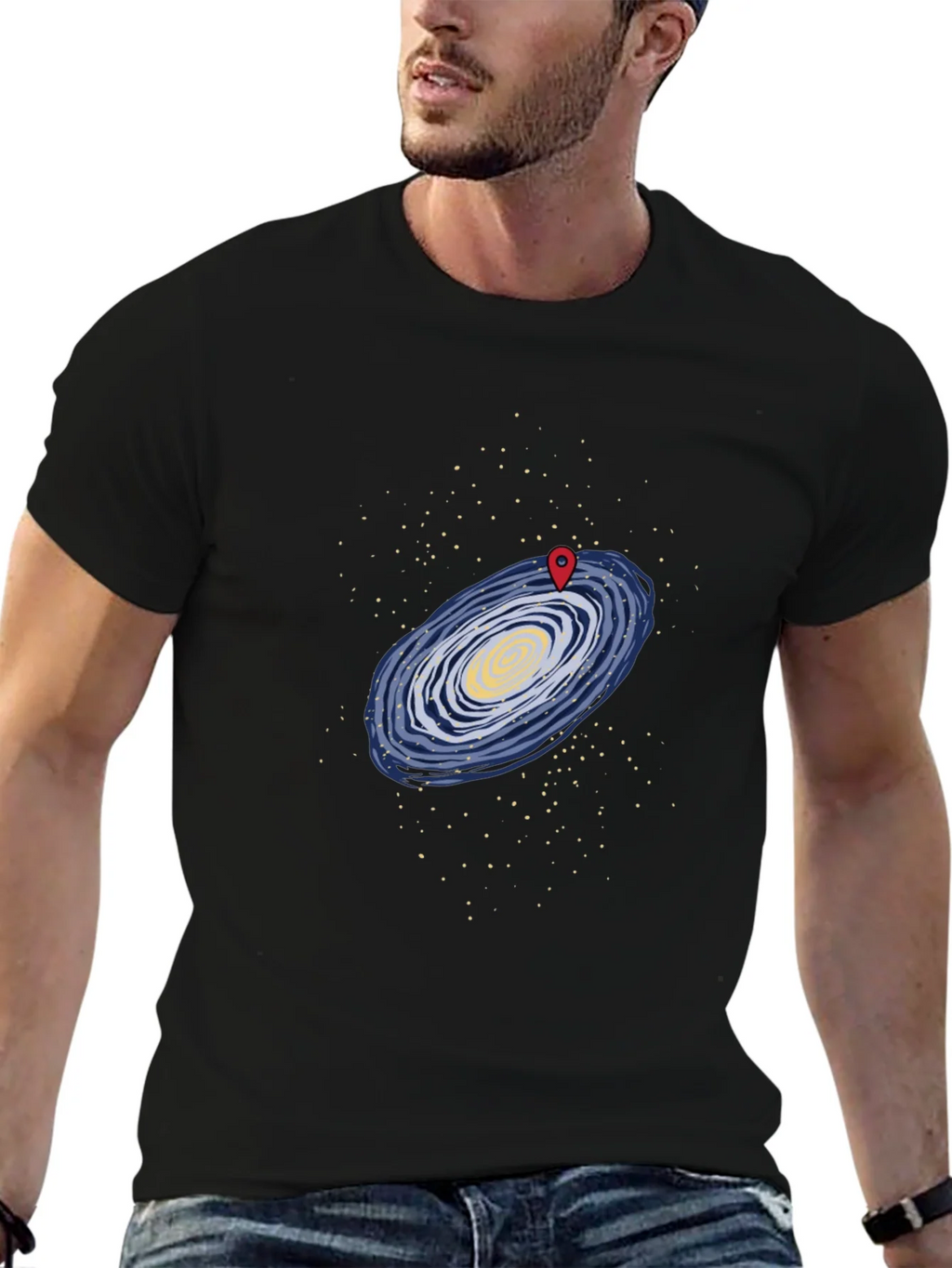 Galaxy Map T-Shirt - Black Graphic Tee product image 6