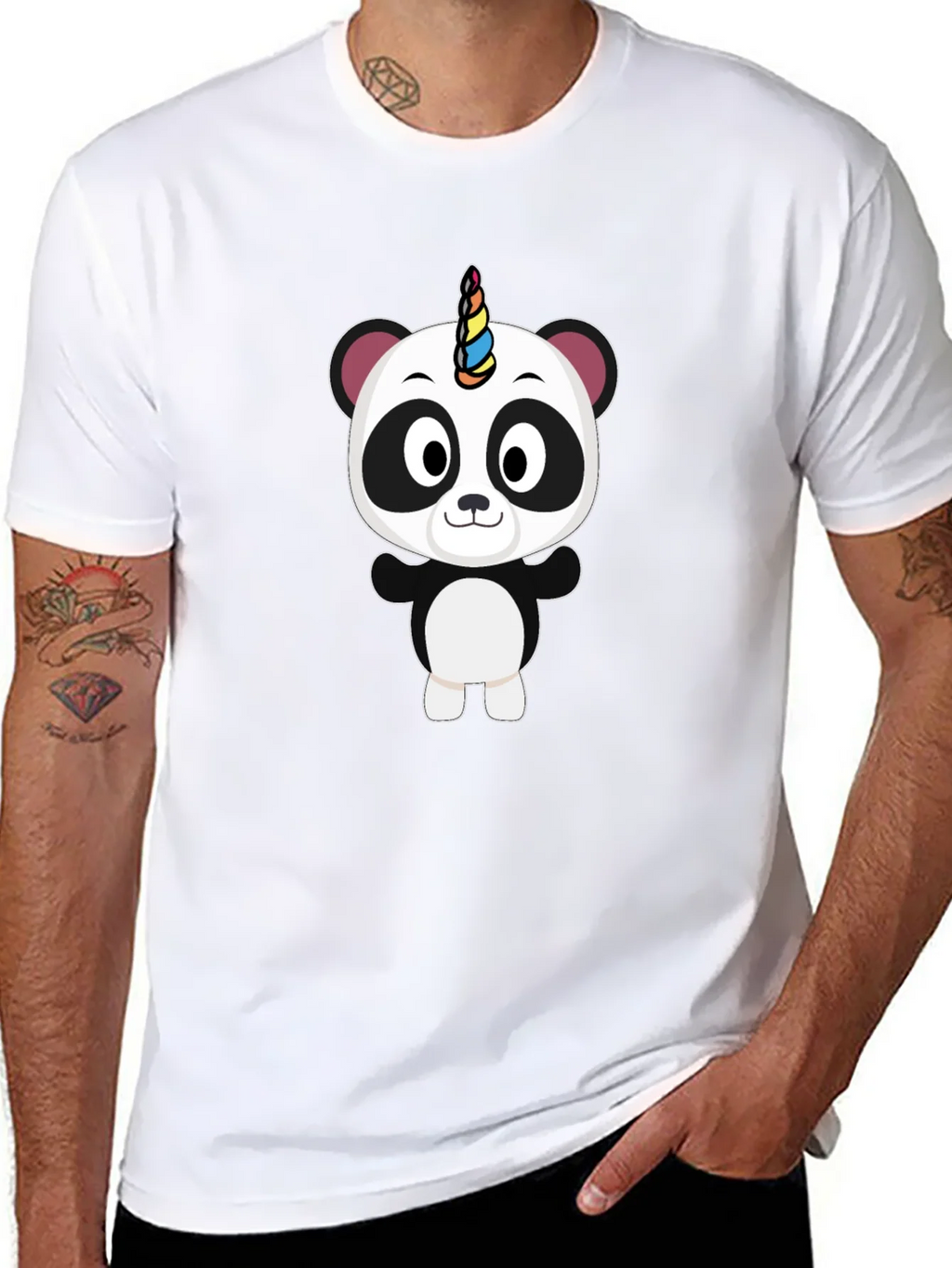 Unicorn Panda Black T-Shirt - Fun Cartoon Tee product image 7