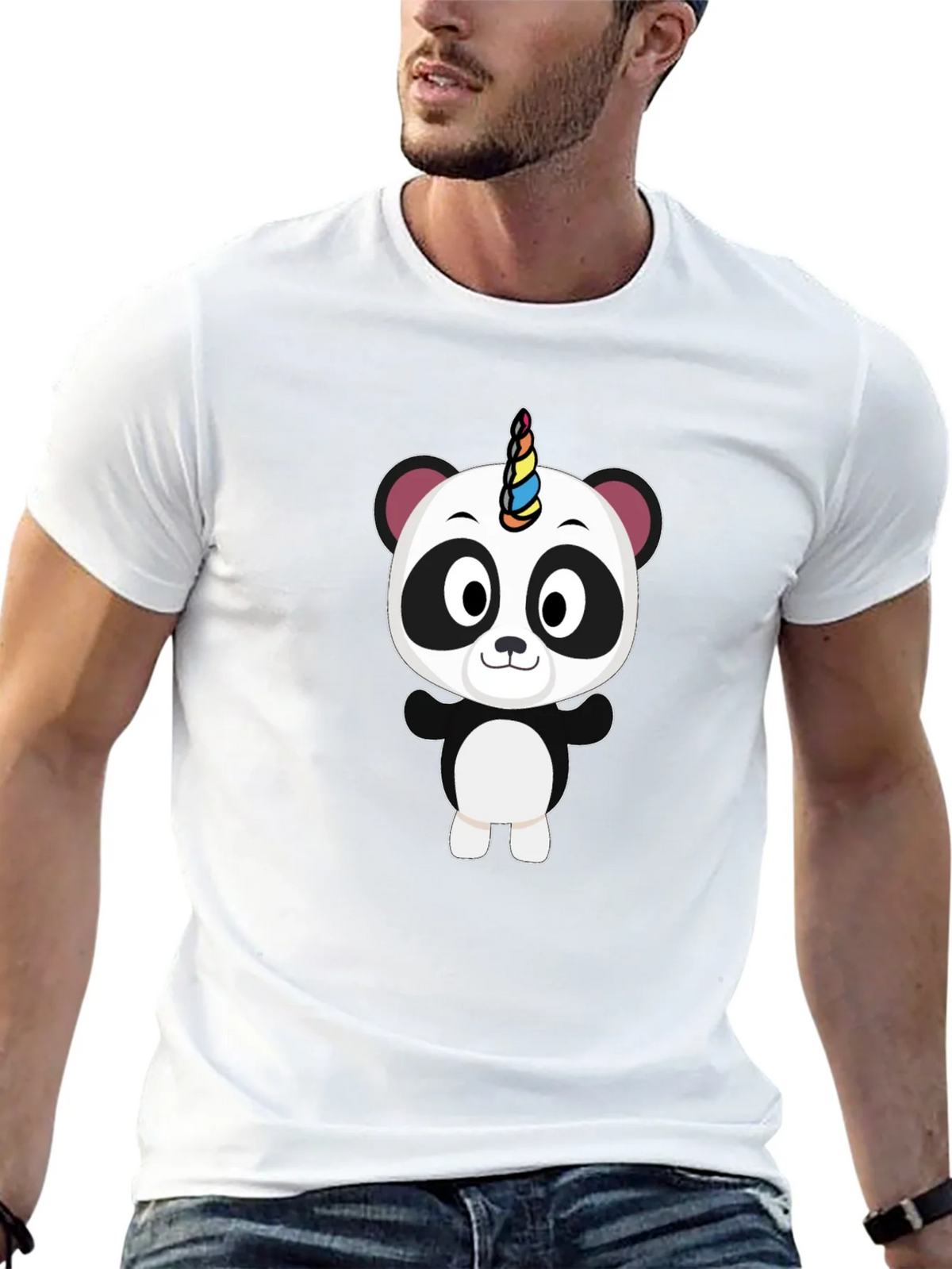 Unicorn Panda Black T-Shirt - Fun Cartoon Tee product image 12